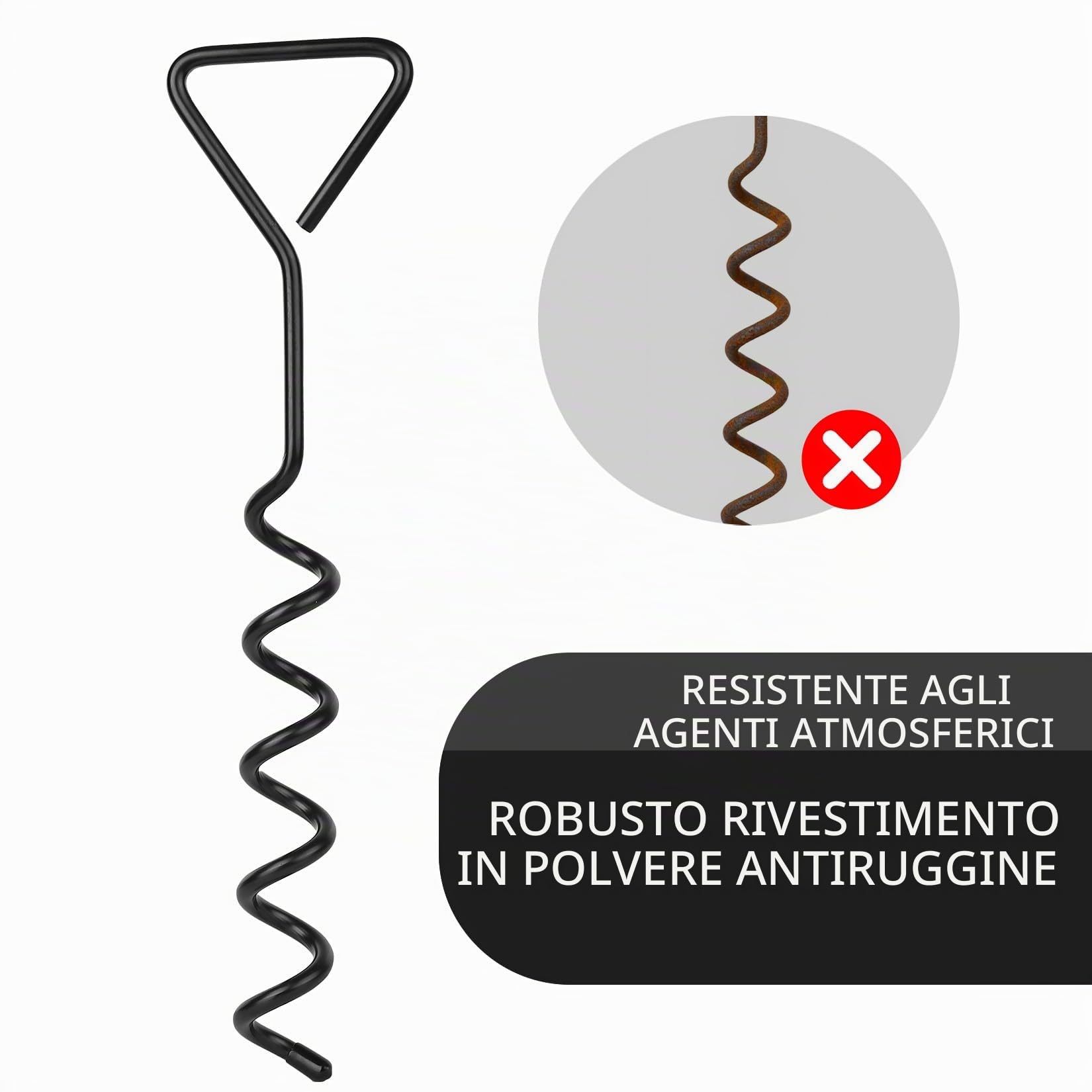 4 PzAncoraggio a Terra Trampolino da Giardino, Picchetti Ancoraggio a Terra Pesanti da Avvitare per Altalena Trampolini Giardino + 4 Cinghie di Ancoraggio da 3 m