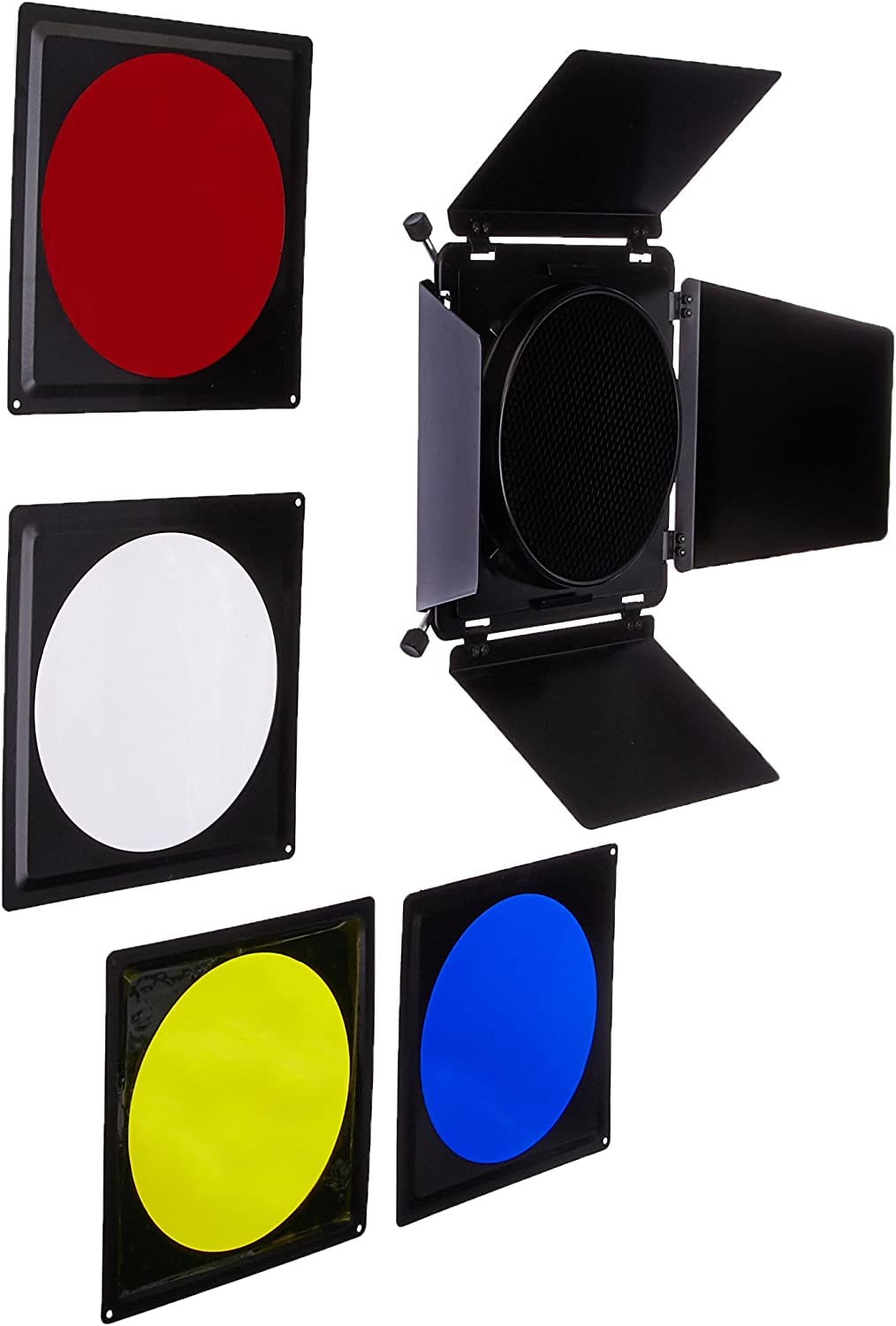 VTS Universal Barndoor Kit with Honeycomb Grid and 4 Color Gels, for Monolight Flash Heads-picture-41