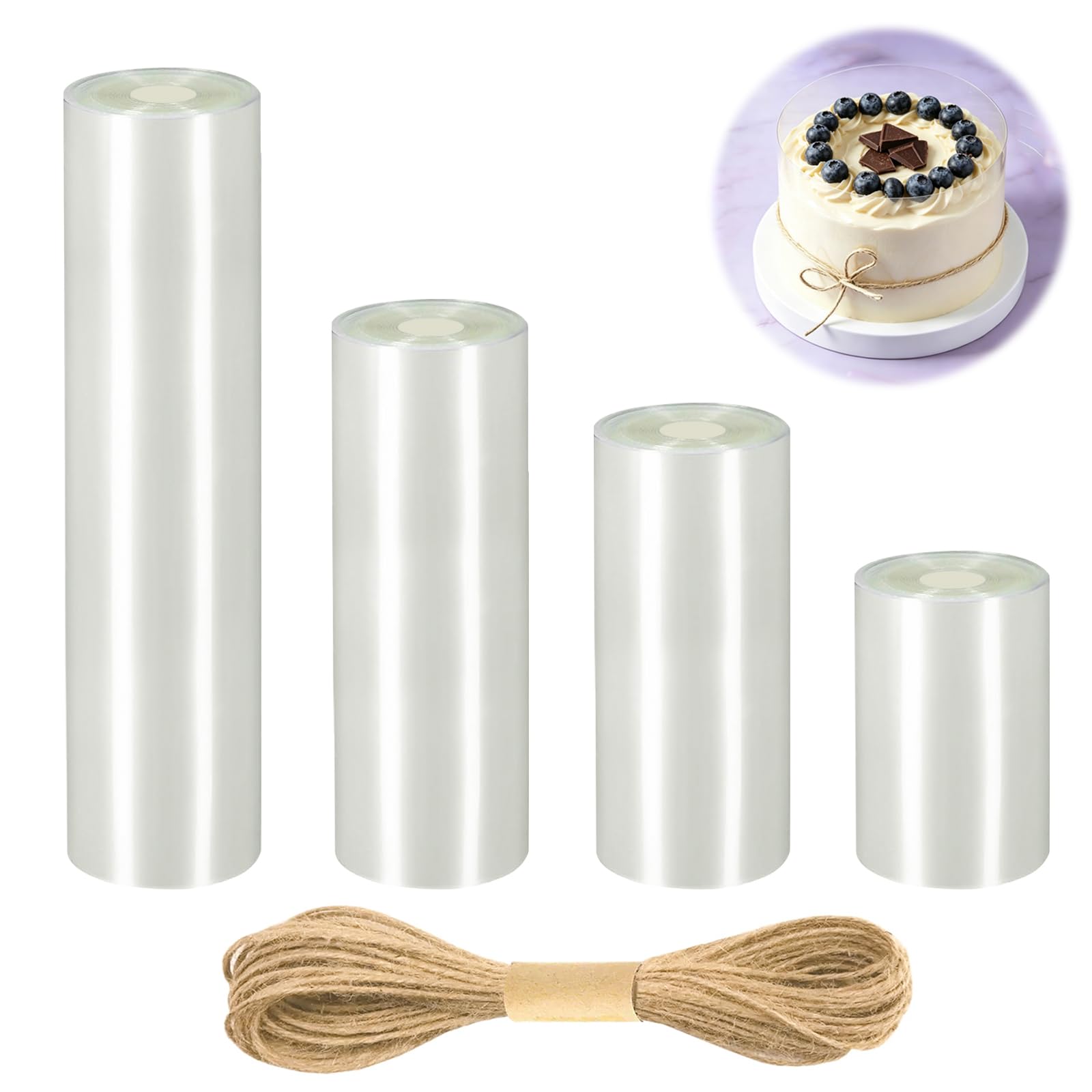4 Rolls Cake Collars, Acetate Roll Cake Strips Cake Edge Films Thickened