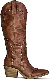Bota Texana Feminina Cano Alto Caramelo Salto Grosso Western Country Rodeio