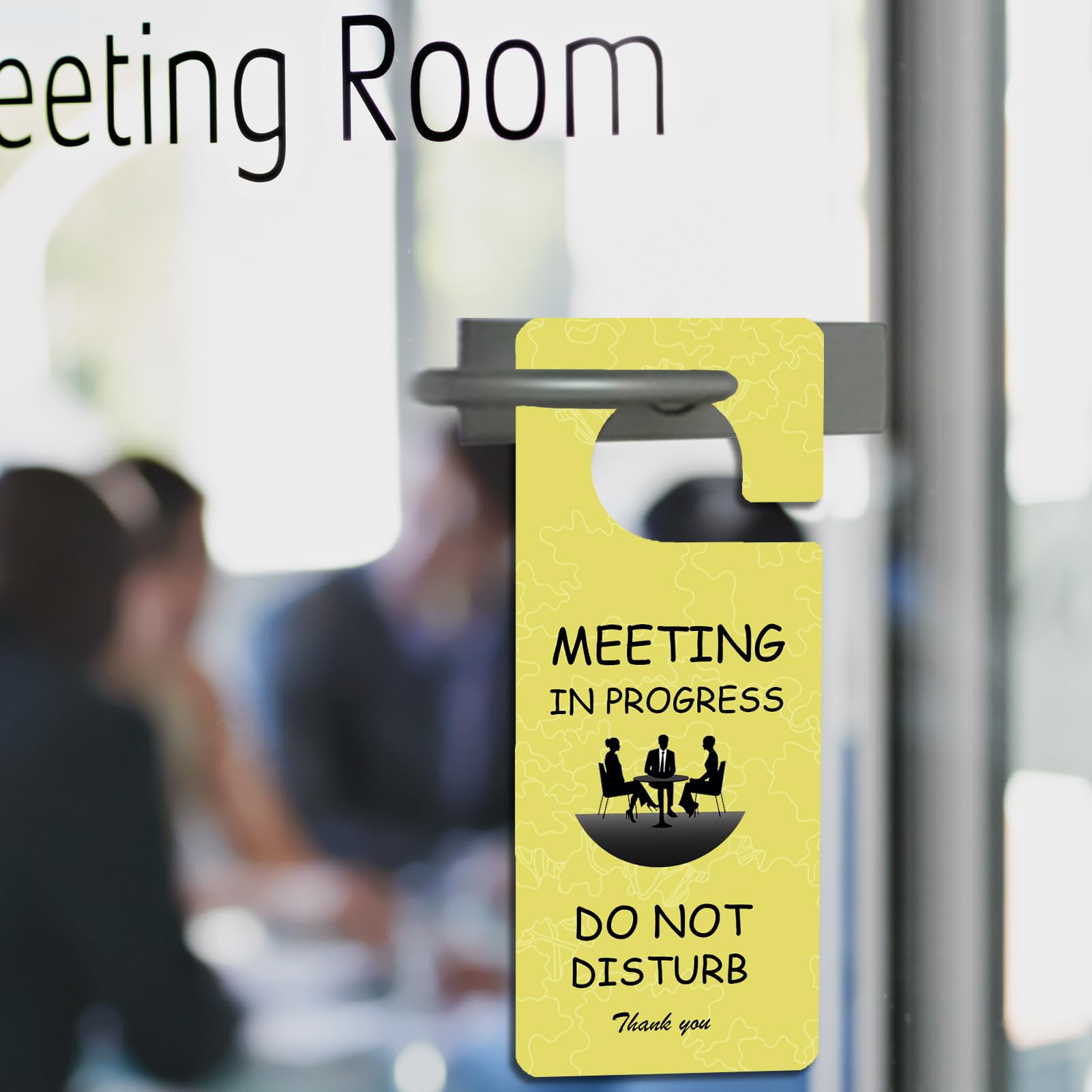 JJDOU Meeting in Progress Office Sign, 2Pack Do Not Disturb Door Hanger Sign/Please Knock Come in Sign, Double Sided- Ideal for Office, Home, Clinic, Hotel, Dorm, Online Class, School, Counselling