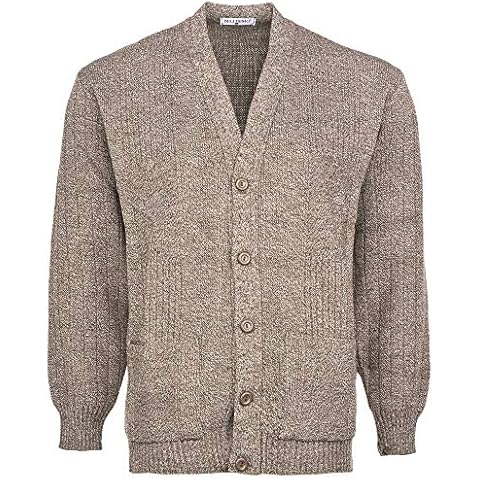 Mens Knitted Cardigan Classic Style Cardigans V Neck Button Jumper Plain Coloured (Medium, Taupe) Cover
