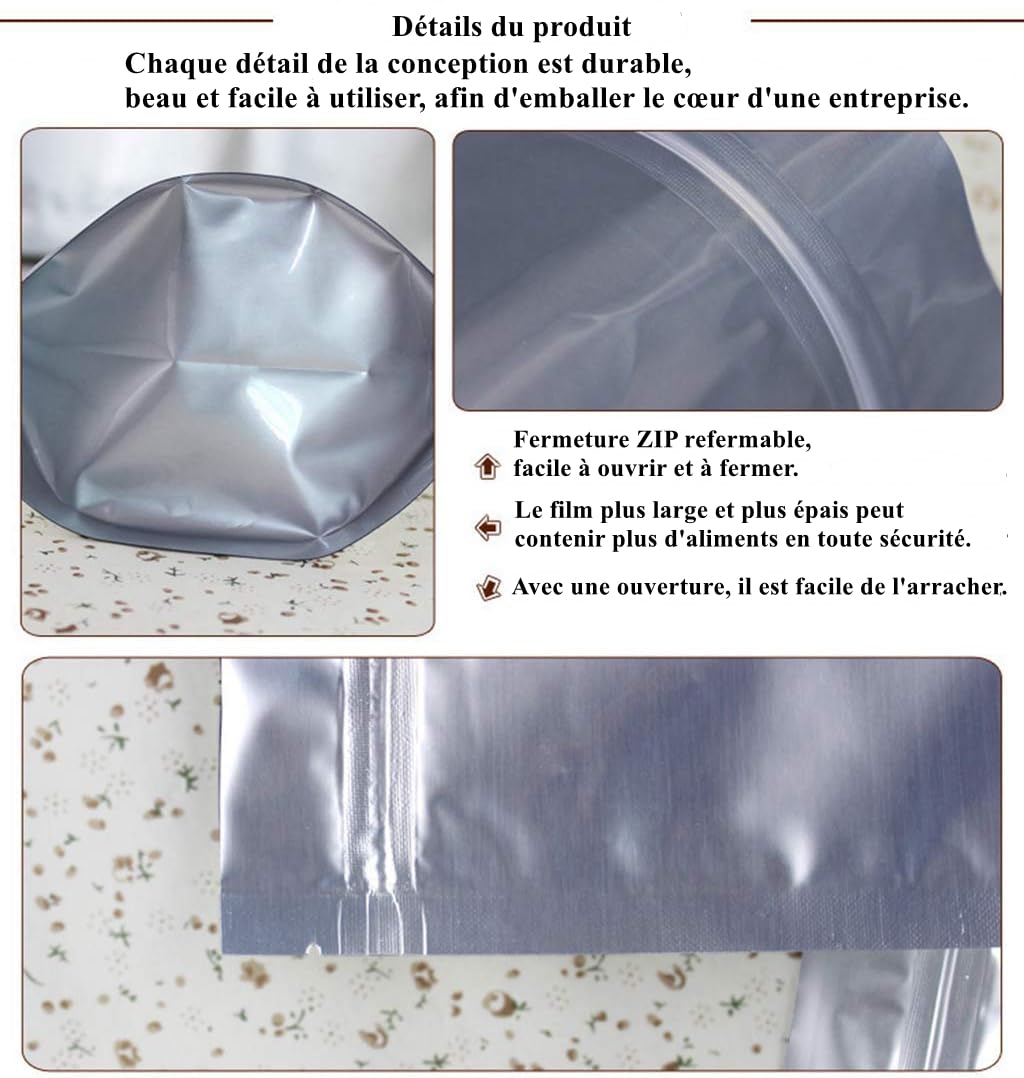 105PCS Ziplock Sachet Aluminium Alimentaire, 31cm*21cm, Rescellables