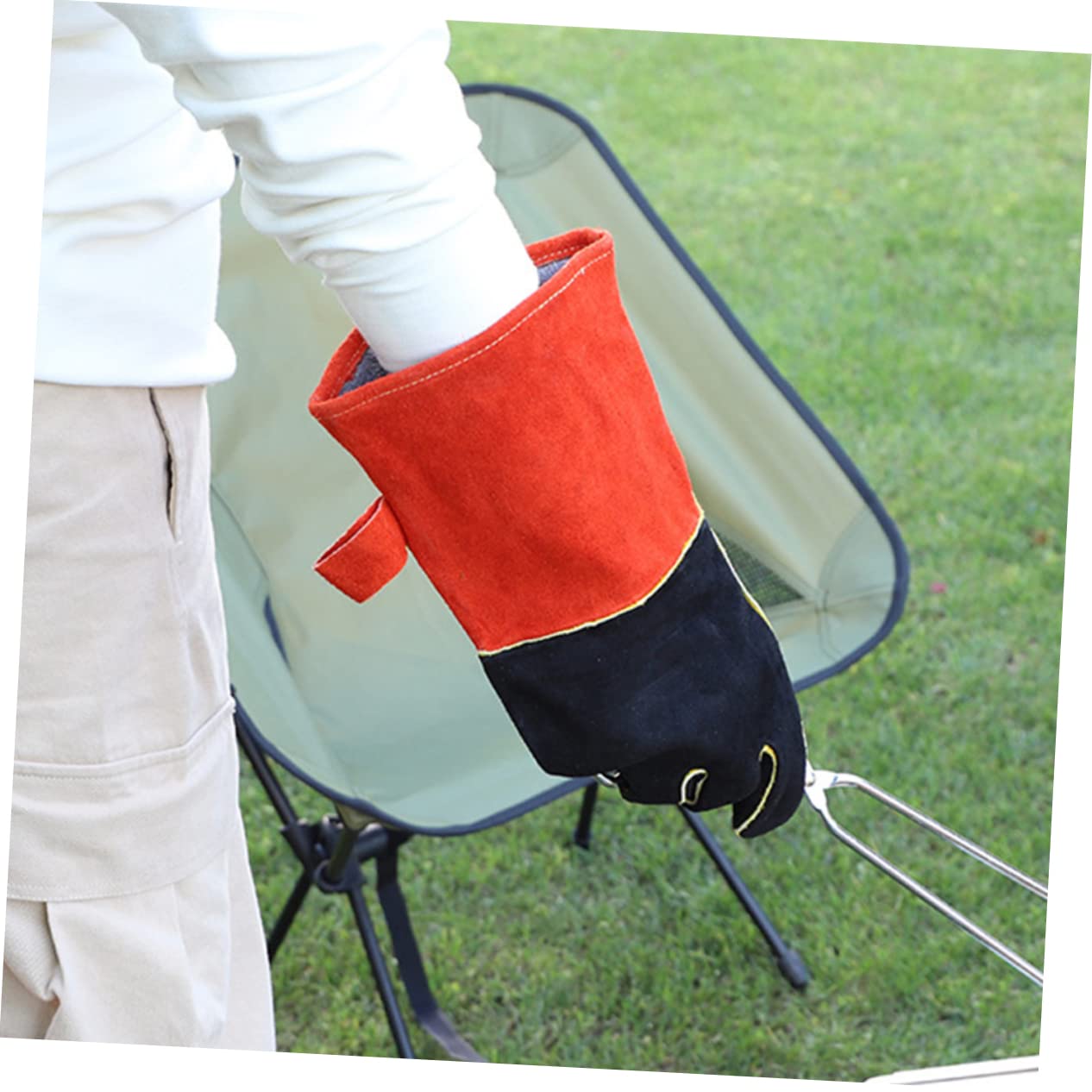 Guantes para Asar Resistentes al Calor, Guantes de Horno Resistentes al Desgaste, para Barbacoa al Aire Libre y Cocina, Diseño de Cinco Dedos, Antideslizante, Protección Integral