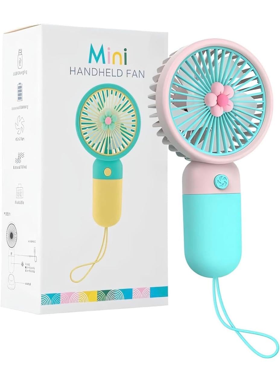 Korean Style Portable USB Fan – Rechargeable 1200mAh Battery, Up to 6 Hours Working Time, 3-Speed Modes, Low Noise, Compact & Lightweight with USB Cable (Random Color)-image-7