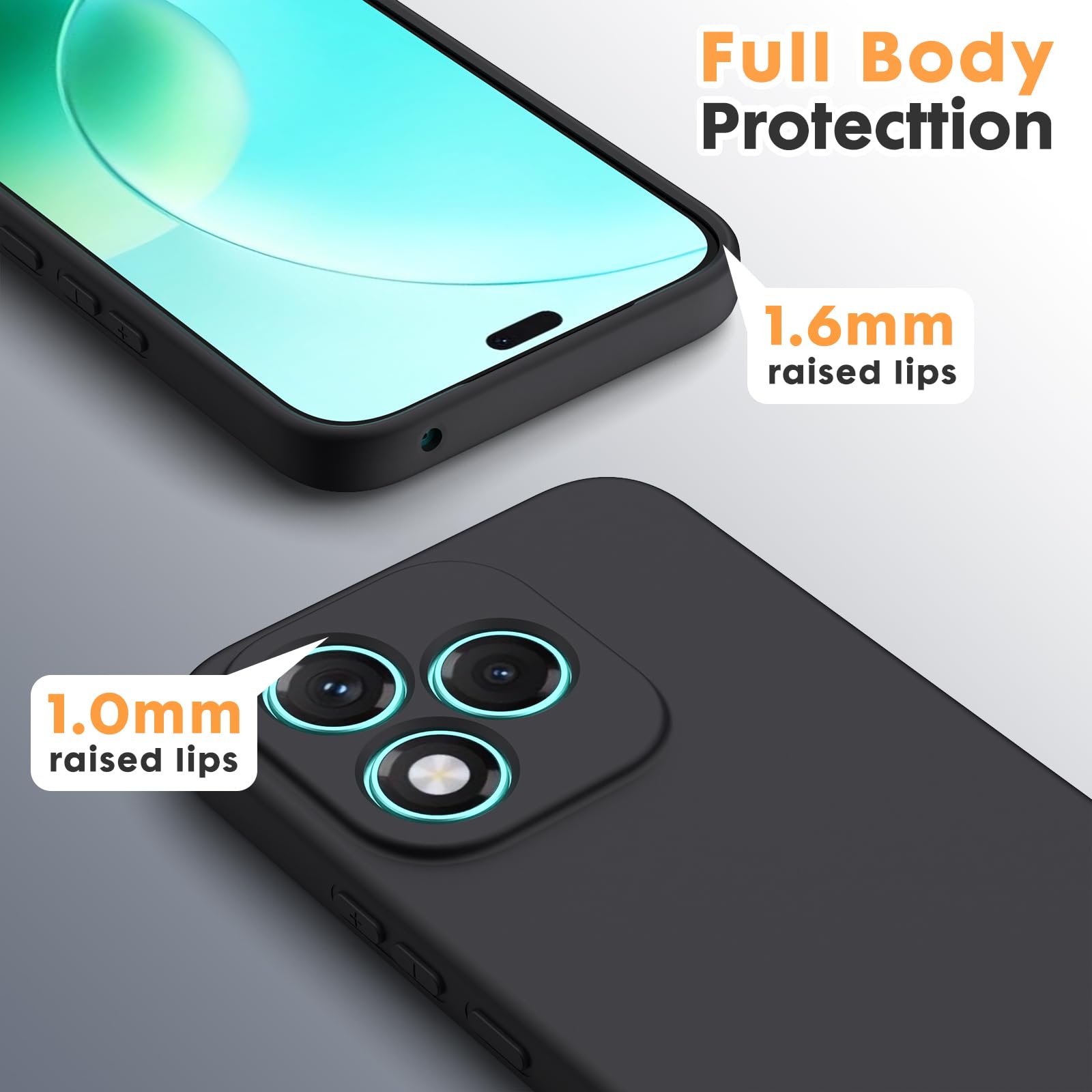 Byvuwiay Cover per Honor 400 Lite, Morbida Silicone Liquida TPU Protettivo Ultra Slim Custodia Antiurto, Custodia Compatibile con Honor 400 Lite - Nero