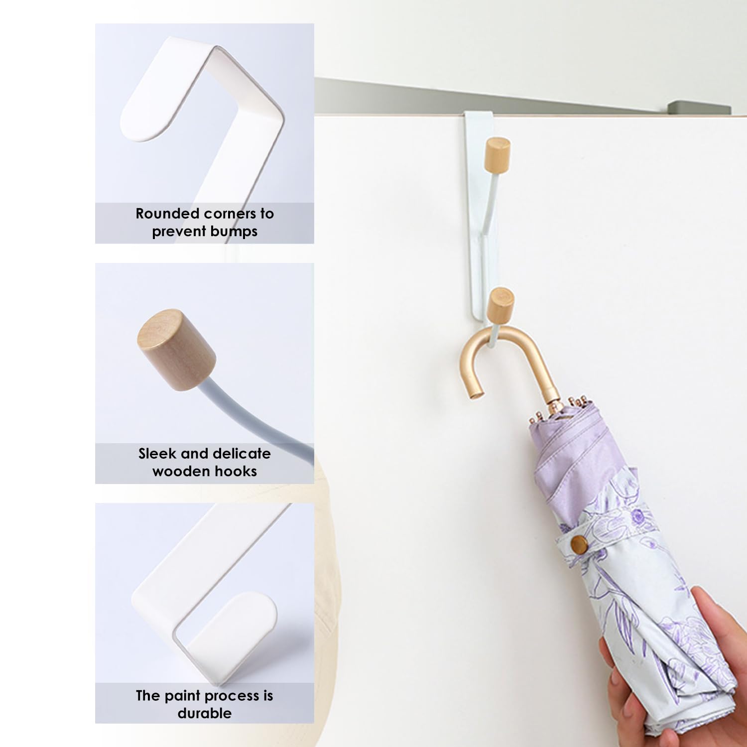 WUFGWBD 2 Pieces of Door Hooks, 2 Pieces of Transparent Hooks, Bedroom Door Hooks, Door Coat Hooks, Clothing Hanging Hooks - Image 3