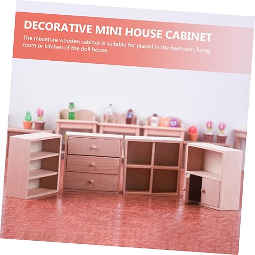 Miniatura 5 de NOLITOY 4 piezas de mini gabinete de decoración de mini librería, gabinete de casa de muñecas, modelos en miniatura, gabinete de juguete para