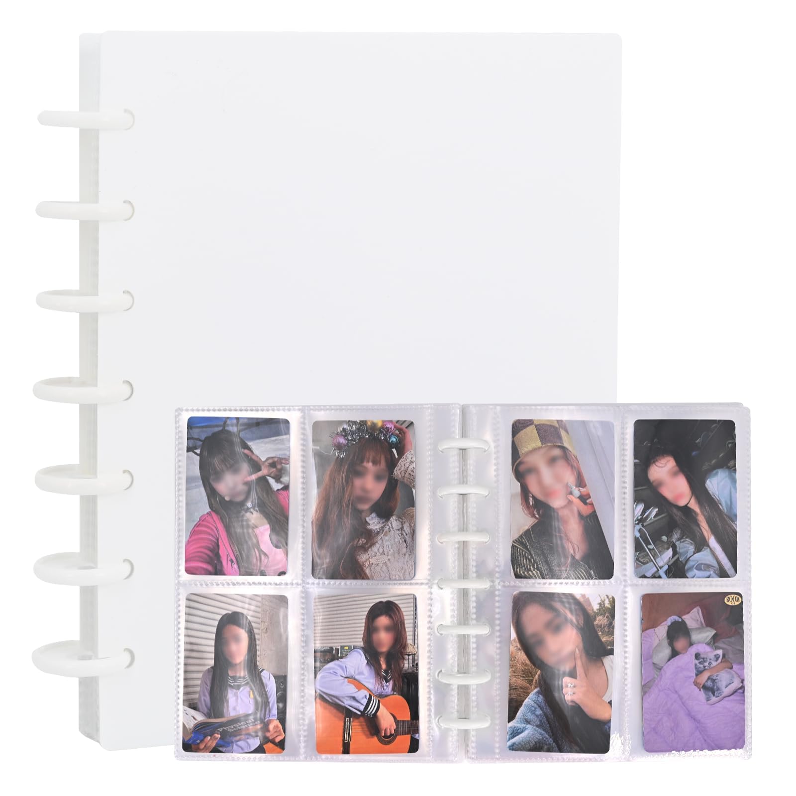 MAKINGTEC Kpop Photocard Binder 3 Inch Photocard Holder Book Sleeves with 30Pcs Inner Pages A5 Idol Business Card Collect 2×3 Polaroid Photo Album, White