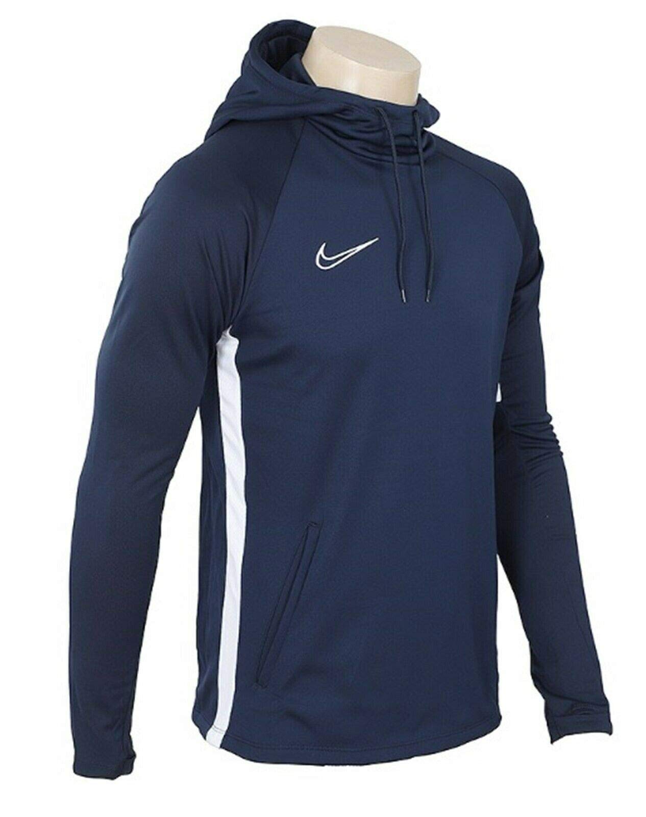 Nike Mens Academy 19 Pull Over Hoodie Obsidian Blue/White AJ9183-451-Size Medium