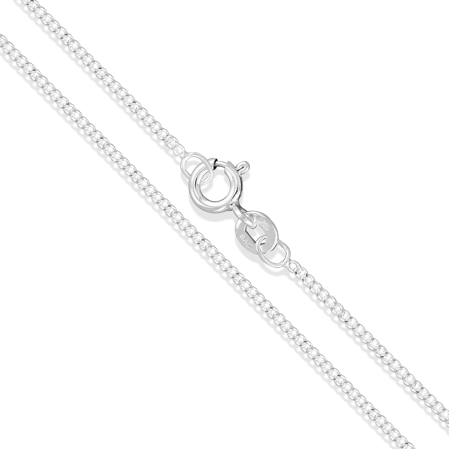Men's Women's Sterling Silver Flat Curb Chain 1.2mm-4.4mm Solid 925 Italy Link Necklace
