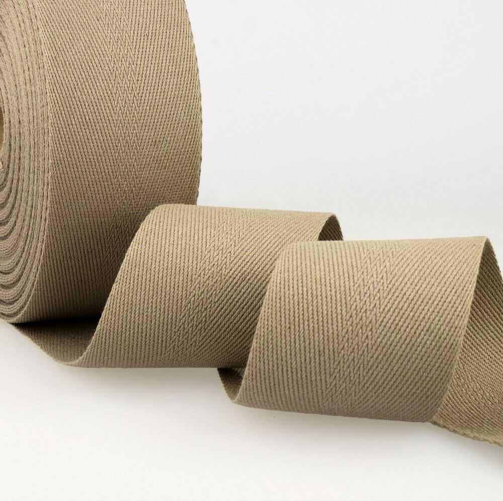 50mm Webbing Cotton Rich Herringbone 471D, 045 Taupe, 1 Metre