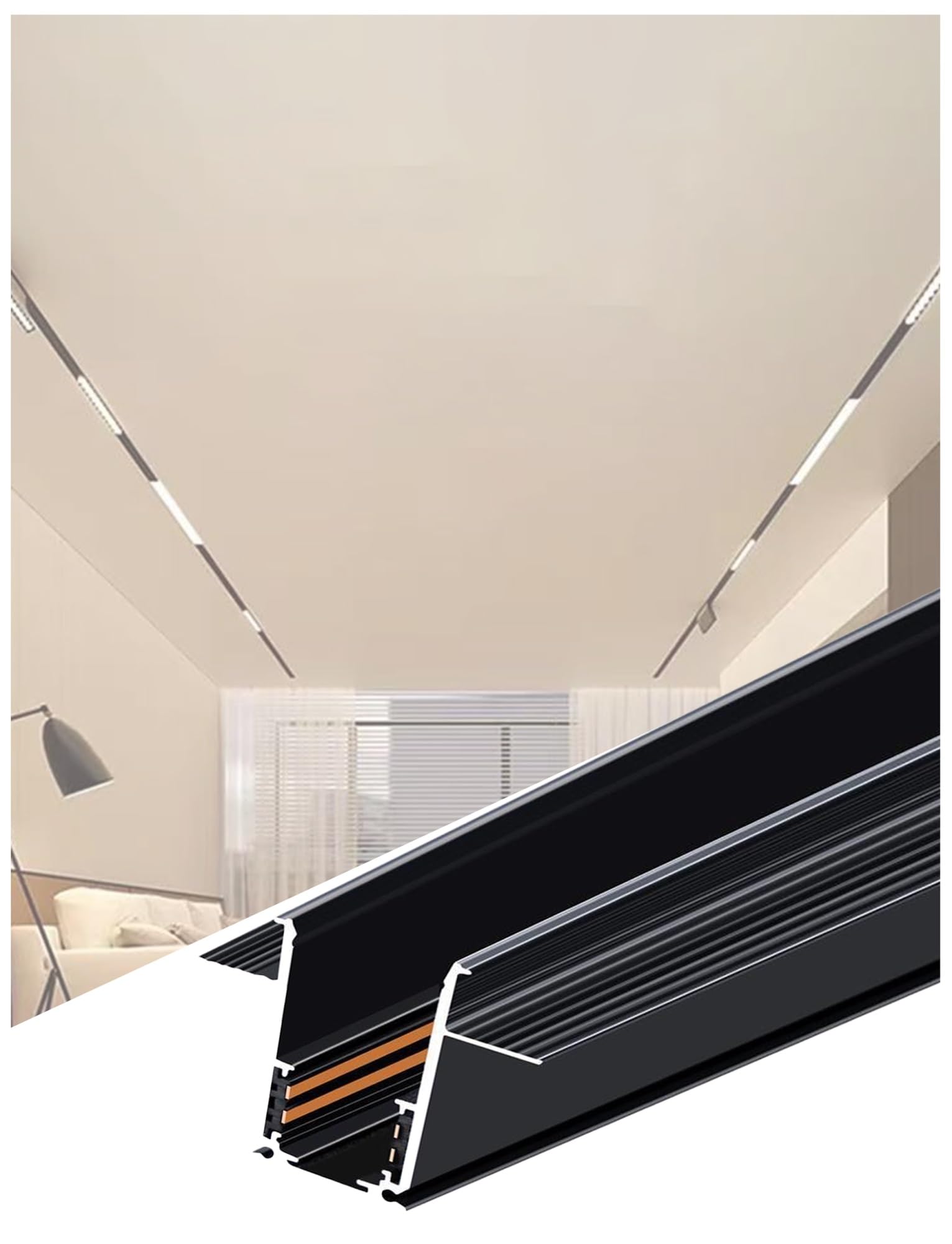Générique Rail magnétique LED encastré for éclairage sur Rail, en Aluminium, for Salon, Cuisine, Bureau, Magasin(150cm)