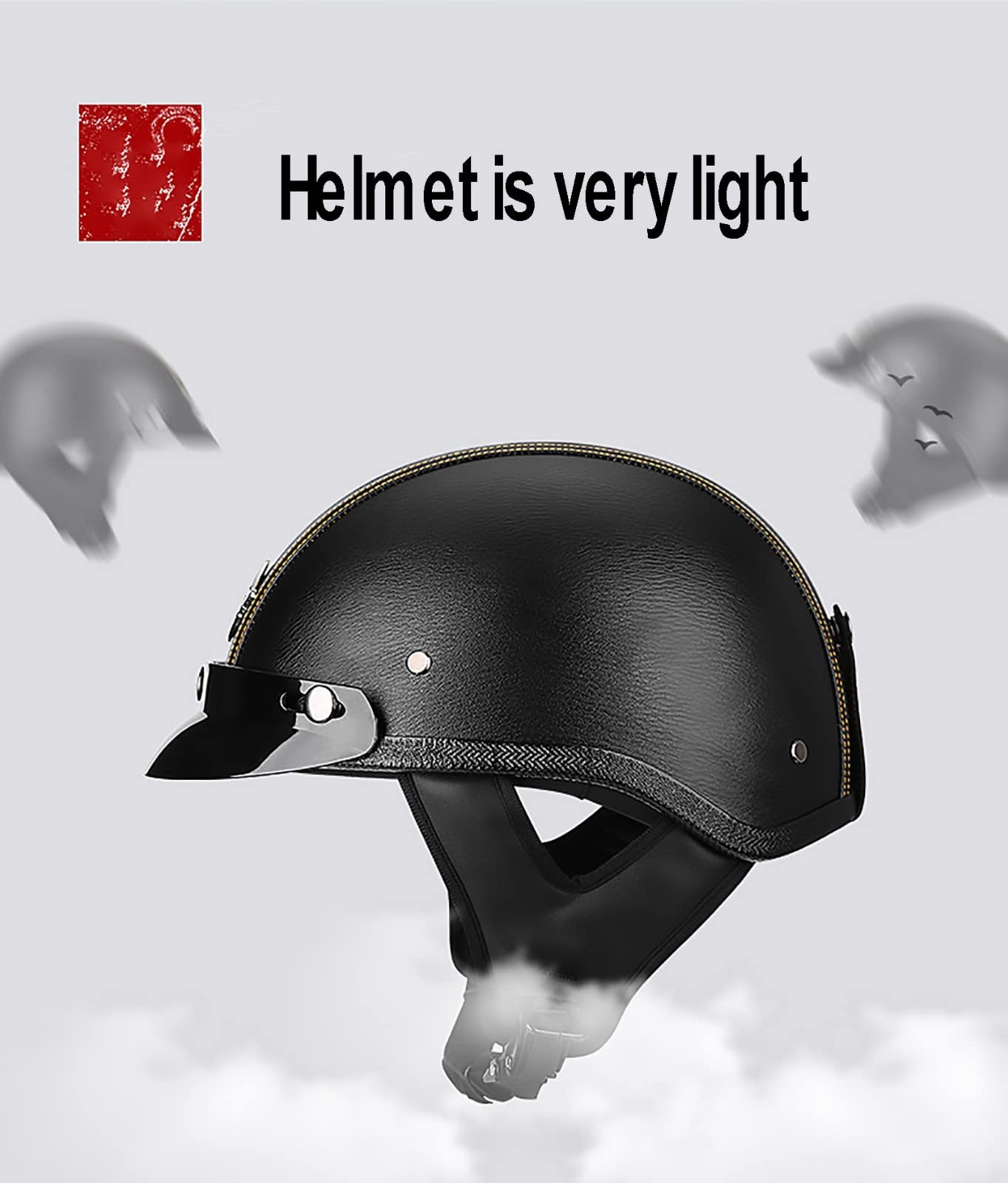 Retro Mannen & Vrouwen Motorfiets Half Helm Volwassen Vintage Motorhelm Skull Cap voor ECE ApprovedHelmet Fiets Scooter ATV UTV Helm (55~64 cm Retro Mannen & Vrouwen Motorfiets Half Helm Volwassen Vintage Motorhelm Skull Cap voor ECE ApprovedHelmet Fiets Scooter ATV UTV Helm (55~64 cm