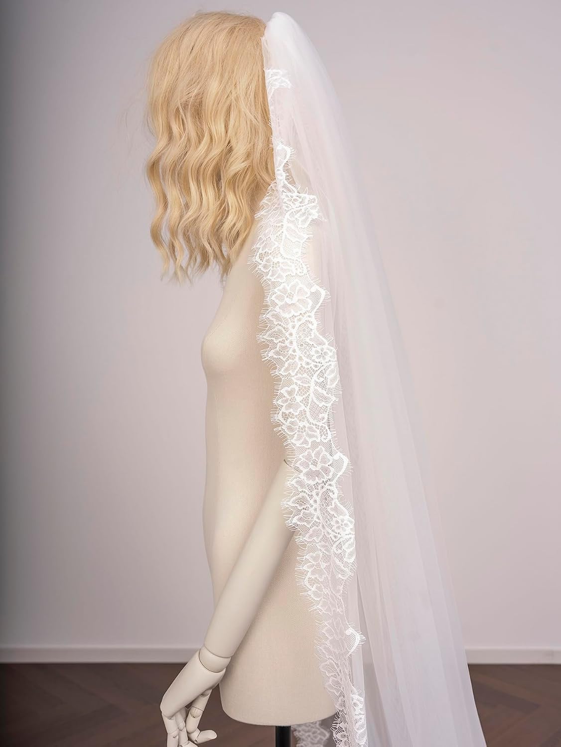 Cathedral Length Lace Edge Lightweight Wedding Bridal Veil with Comb for Bride
