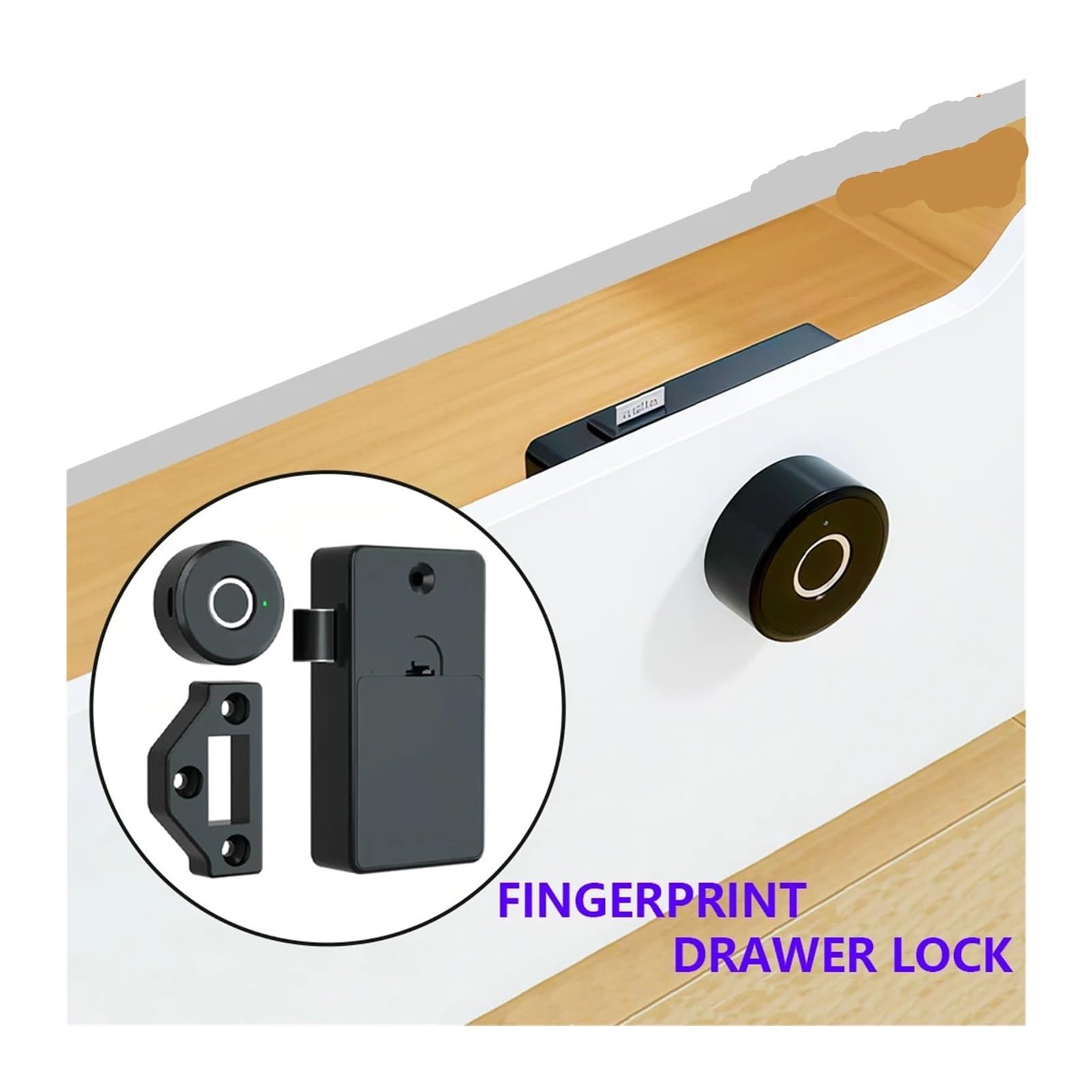 Cerradura de puerta inteligente, Cerradura electrónica inteligente for cajón de gabinete con huella dactilar, Bluetooth, for uso en almacenamiento en el hogar