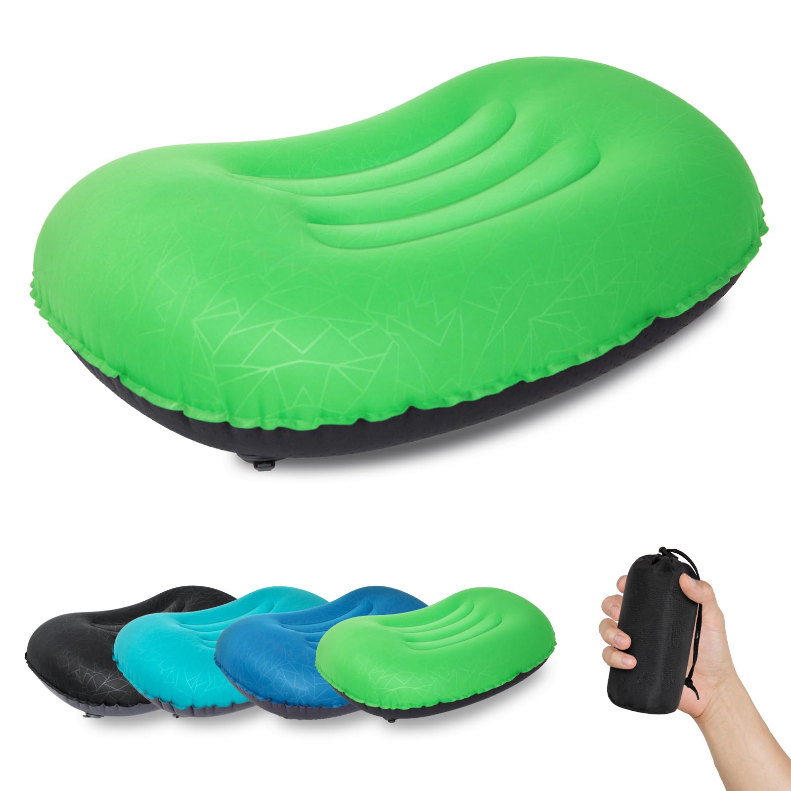 ATEPA ATEPA Ultralight 90g Inflatable Backpacking Pillow, Tiny Packable Hiking Pillow, Compact Waterproof Air Pillow for Camping Travel, Ergonomic Neck Support, Leak-Proof Valve, Light Green