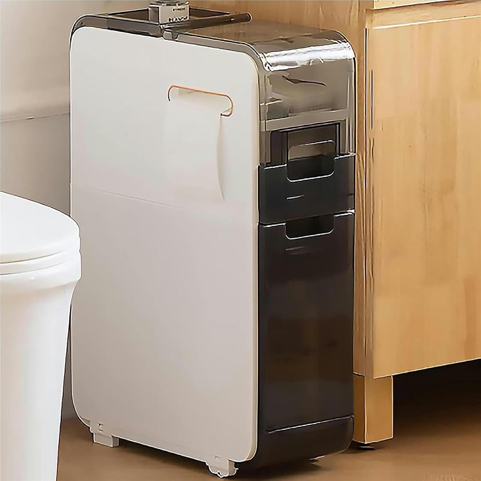 Meuble de rangement fin pour salle de bain – Gain de place au-dessus des toilettes avec 2/3/4 étagères et roulettes – Parfait pour les petits espaces
