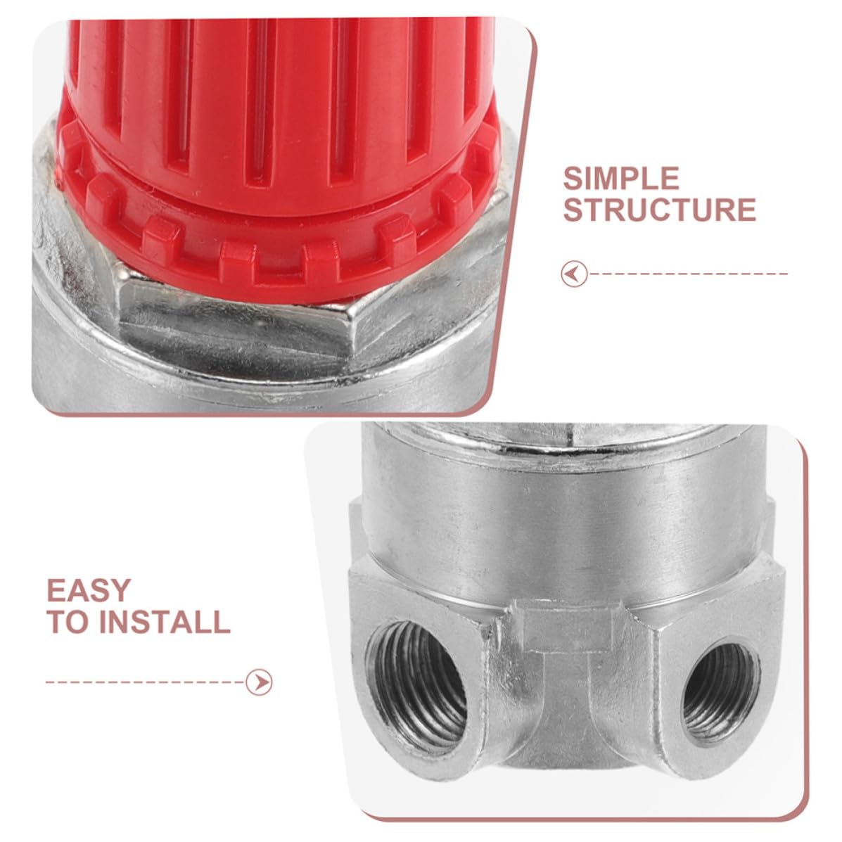 Air Compressor Pressure Regulator Valve Precision Pressure Control 2pcs 3-Hole Design, Aluminum Alloy and Plastic Construction for Industrial Production Lines