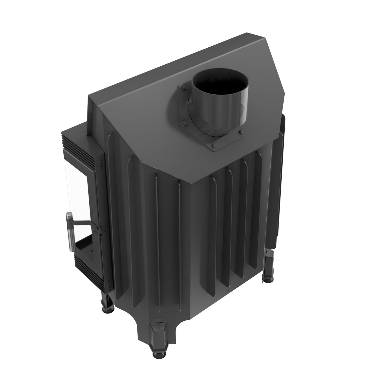 KRATKI Inserto per camino in acciaio a legna BLANKA 11 kW Ø180 bifacciale A | Acciaio nero, efficienza 78%, classe A. Ecodesign, BImSchV 2.; combustione efficiente; basse emissioni; calore uniforme