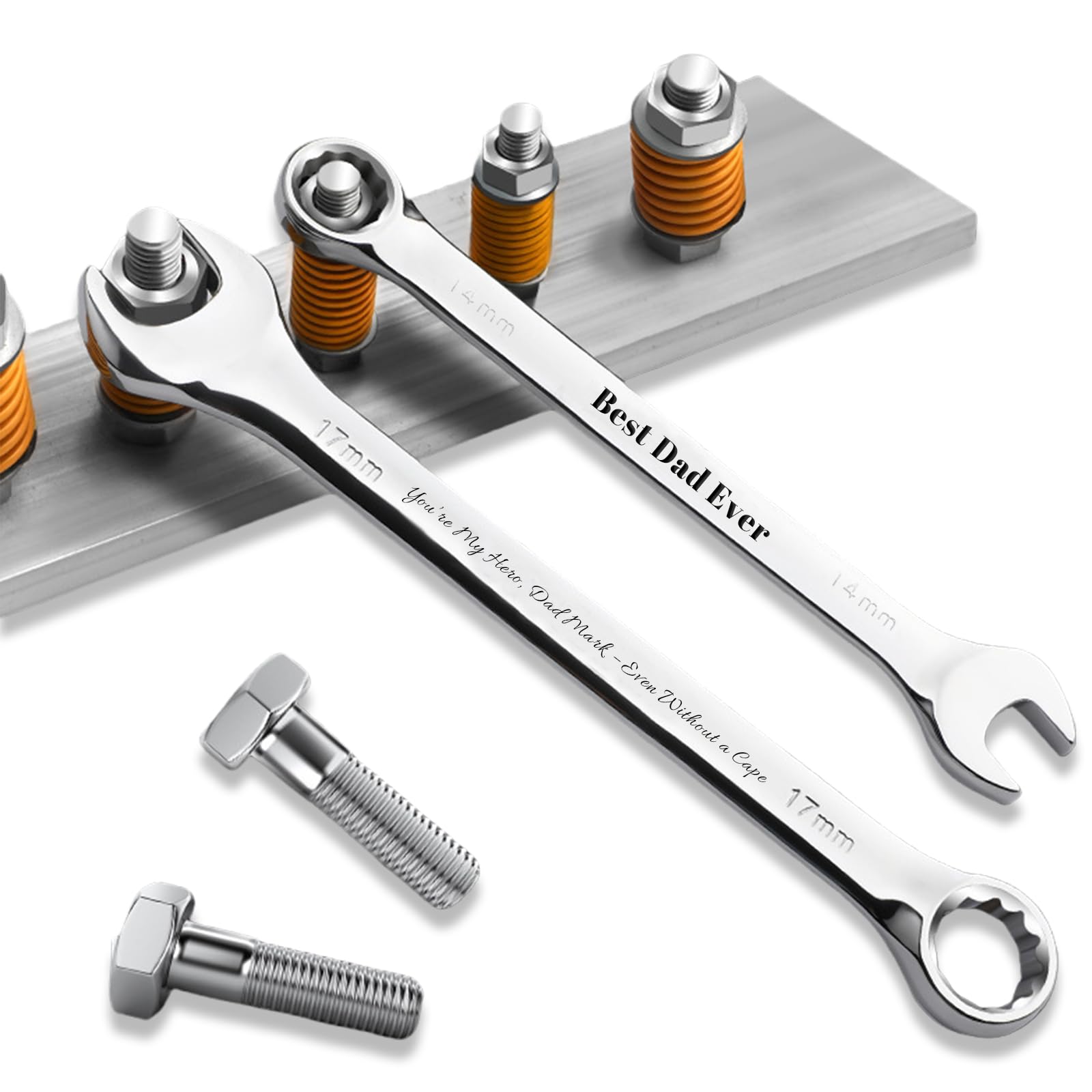 Custom Wrench with Engraved Text, Custom Steel Keys Best Gift for Dad Artisan Gifts Ratcheting Combination Wrench Home Garage Tools Gift