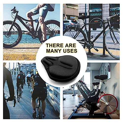 Huiok Bike Seat Cushion, Wide Gel Exercise Bicycle Seat Cover For Women Men Comfort, Fits Spin, Stationary And Cruiser Bikes, Indoor Outdoor Cycling, Water&Dust Resistant Cover Included #TOP5