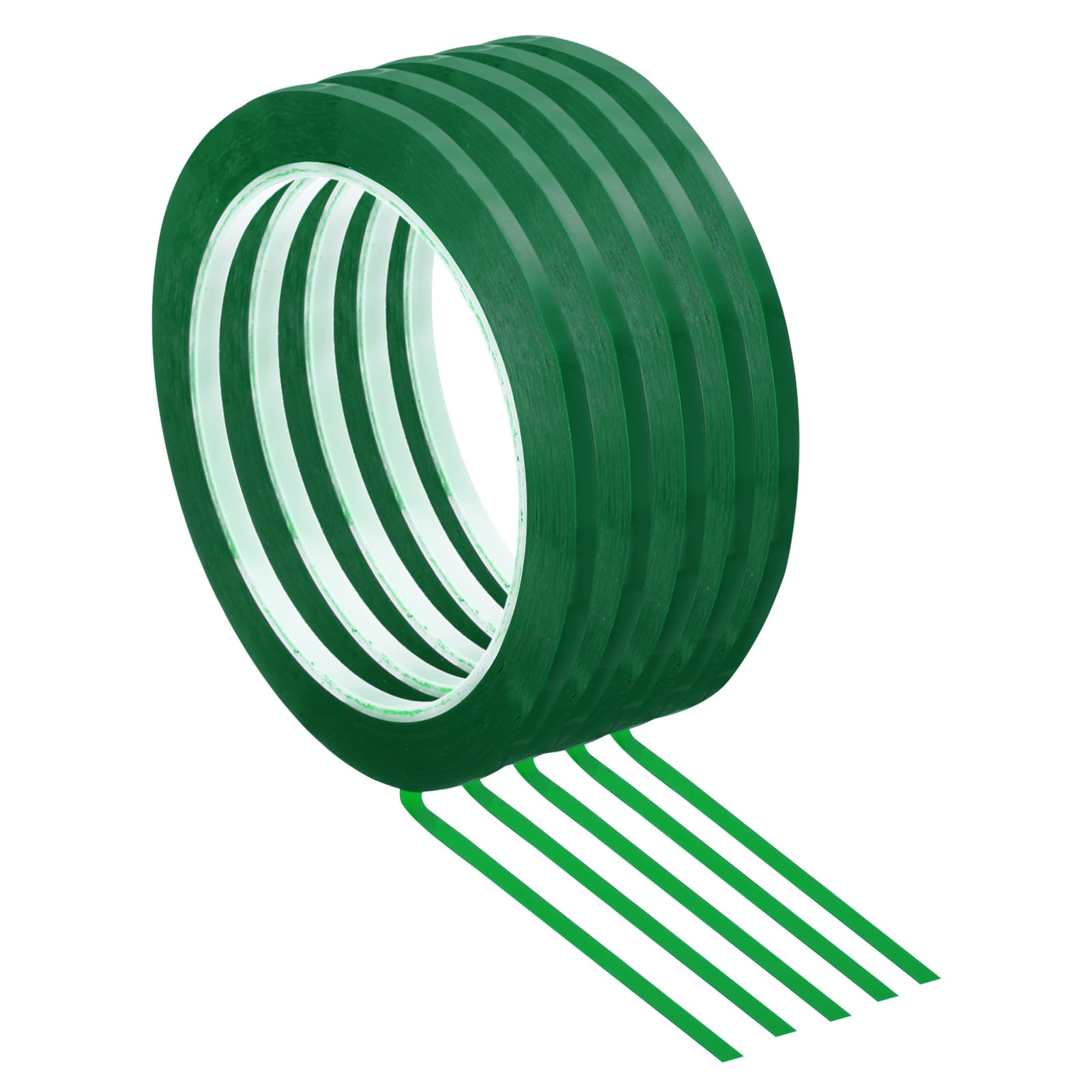 PATIKIL 5 Pack Whiteboard Tape, 2.5mm 3/32" Width Art Tape Dry Erase Board Pinstripe Thin Tape for Graphic Chart Grid Drafting Electrical Marking, Green