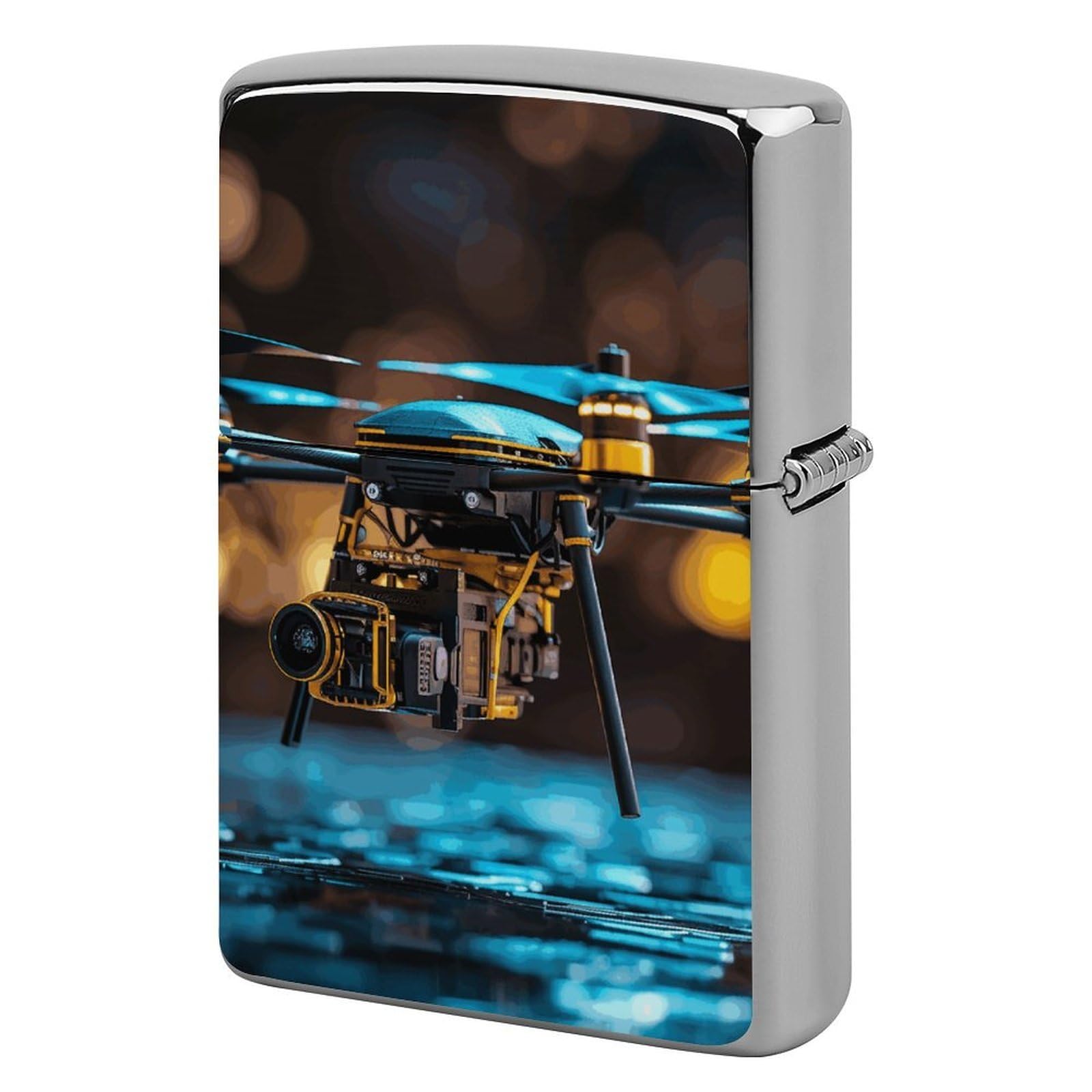 Drone Lighter Case for Men, Personalized Lighter Cover for Valentine's Day Gifts, Flip-Top Lighters Shell for Outdoor, Portable Lighters Protective Sleeve