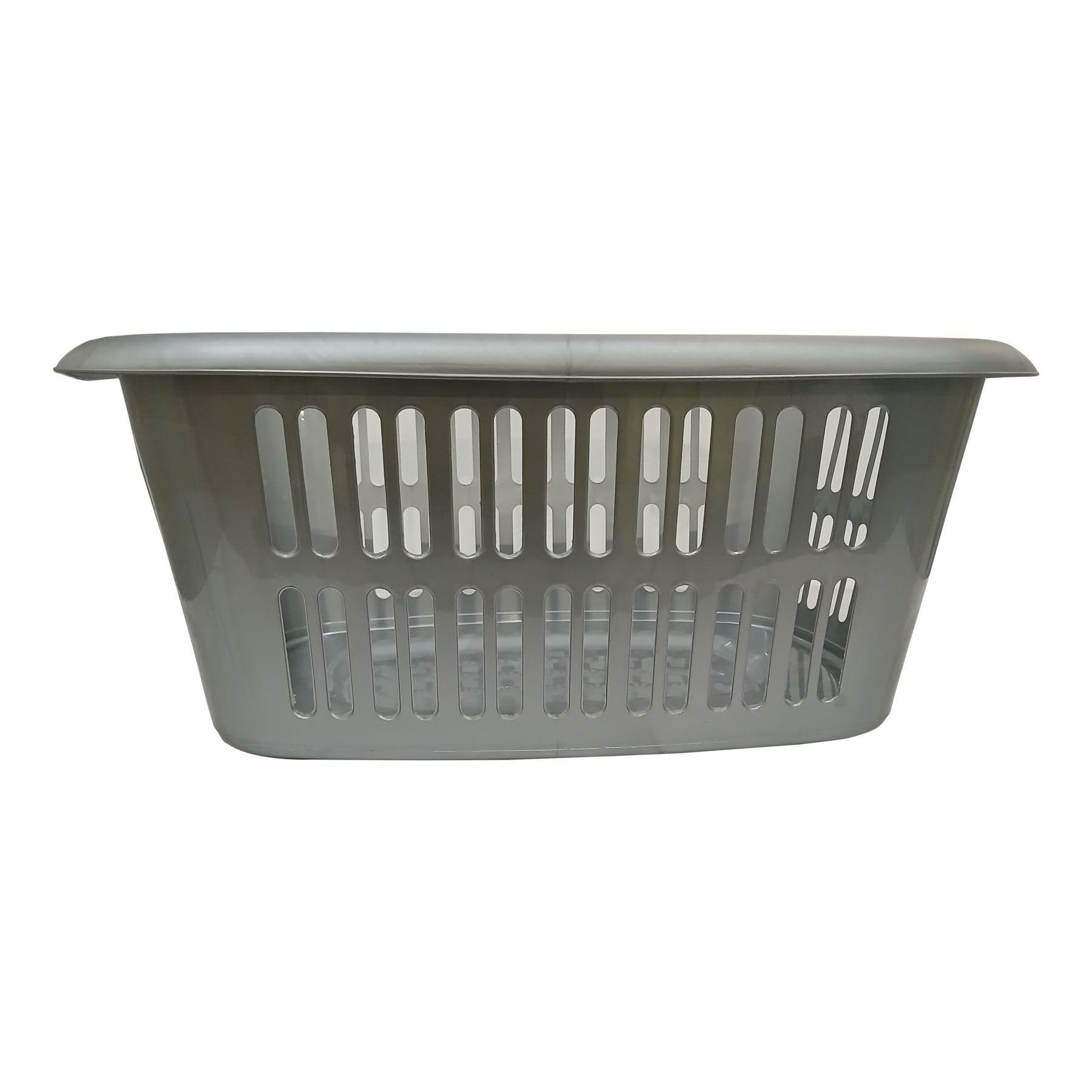 KARAVI Plastic Rectangular Laundry Baskets | Washing Clothes Linen Storage Bin for Easy Laundry Transport | Perfect for Storage Organization in Laundry Room Bedroom and Bathroom (Silver)