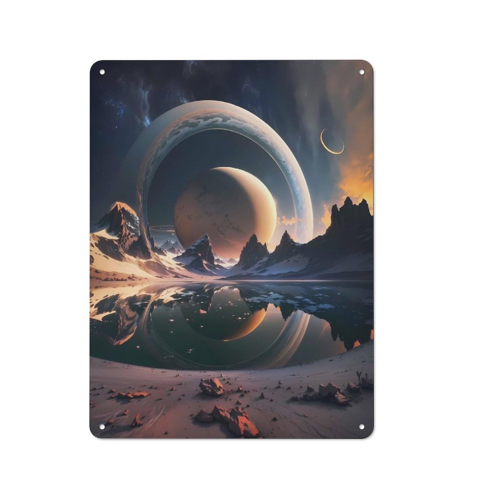 Junmoney Style-14 Pet Lover Interstellar Saturn Mirage Decorative Metal Plaque, Wall Decor For Pet Corner, Living Room Or Hallway, 40X30cm