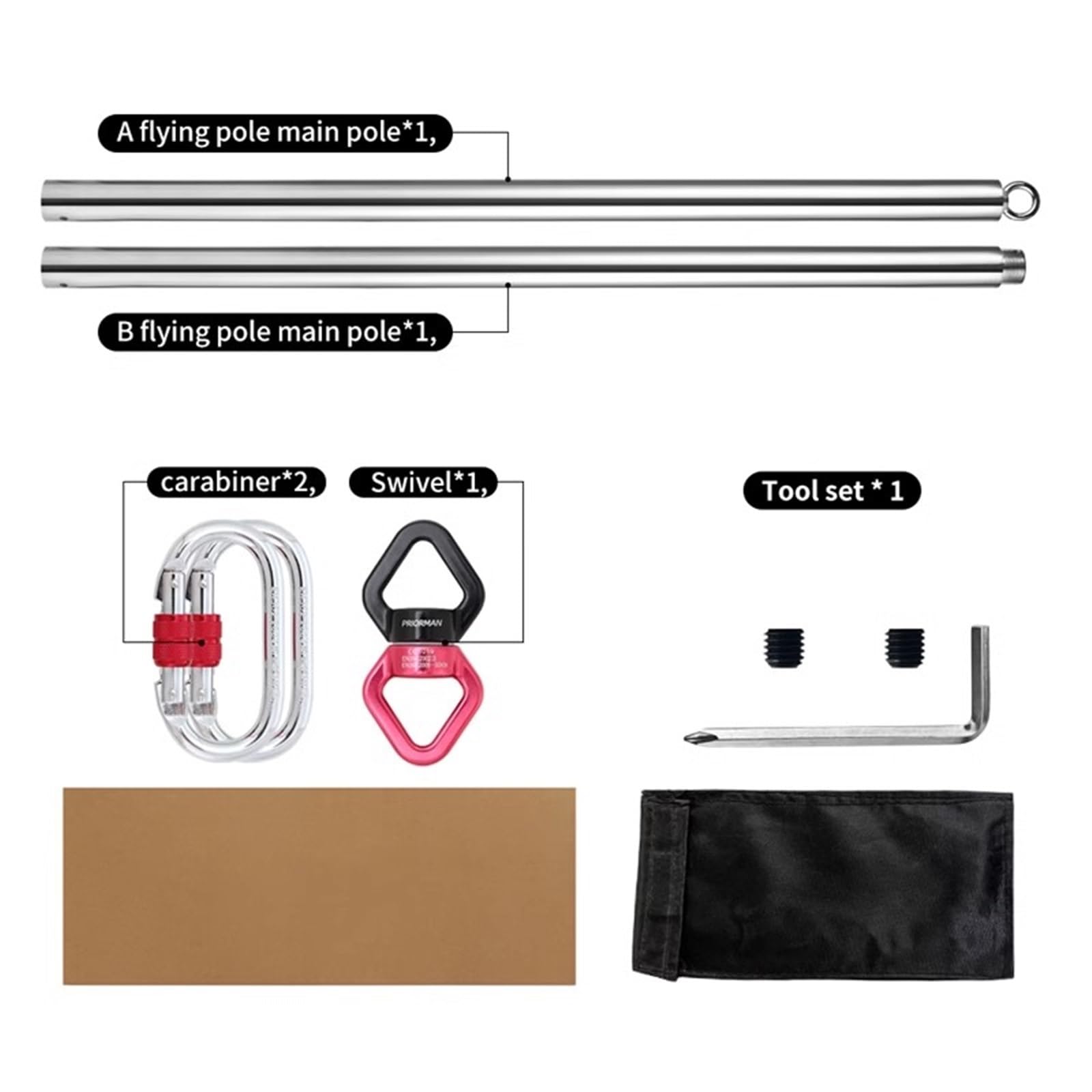 Set di Pali for Danza Aerea da 45 mm, palo da Ballo Portatile Girevole a 360 Gradi con Superficie in Silicone Adatto for Danza Aerea e acrobazie