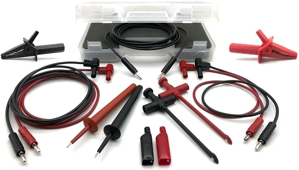 E-Z-HOOK Multimeter Test Lead Kit - 13 Pieces (Includes XEL Insulation-Piercing Hooks, 1 ea Red/Black, with Banana Sockets) (3604)