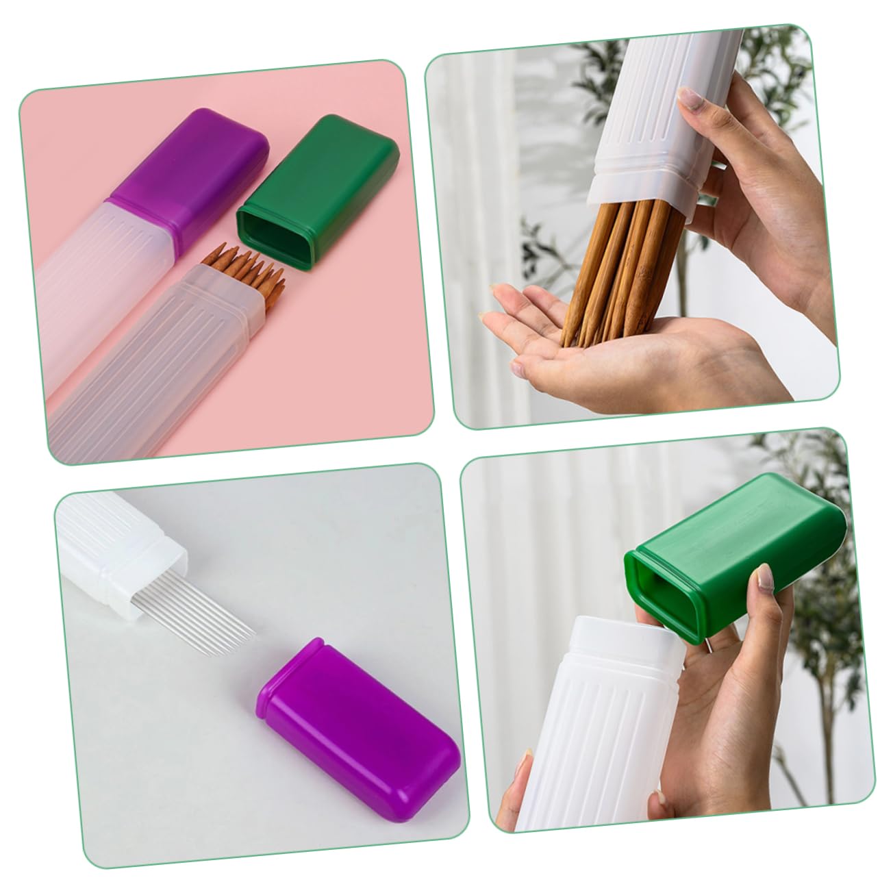 LALAFINA Knitting Tool Box 2pcs Plastic Storage Tube for Needles Sewing Needles Holders