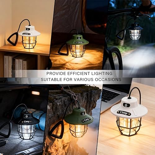 Miniatura 9 de Linterna de campamento de 1200 lúmenes, luz LED recargable con 4 modos de luz, linterna portátil USB al aire libre para campamento, senderismo,