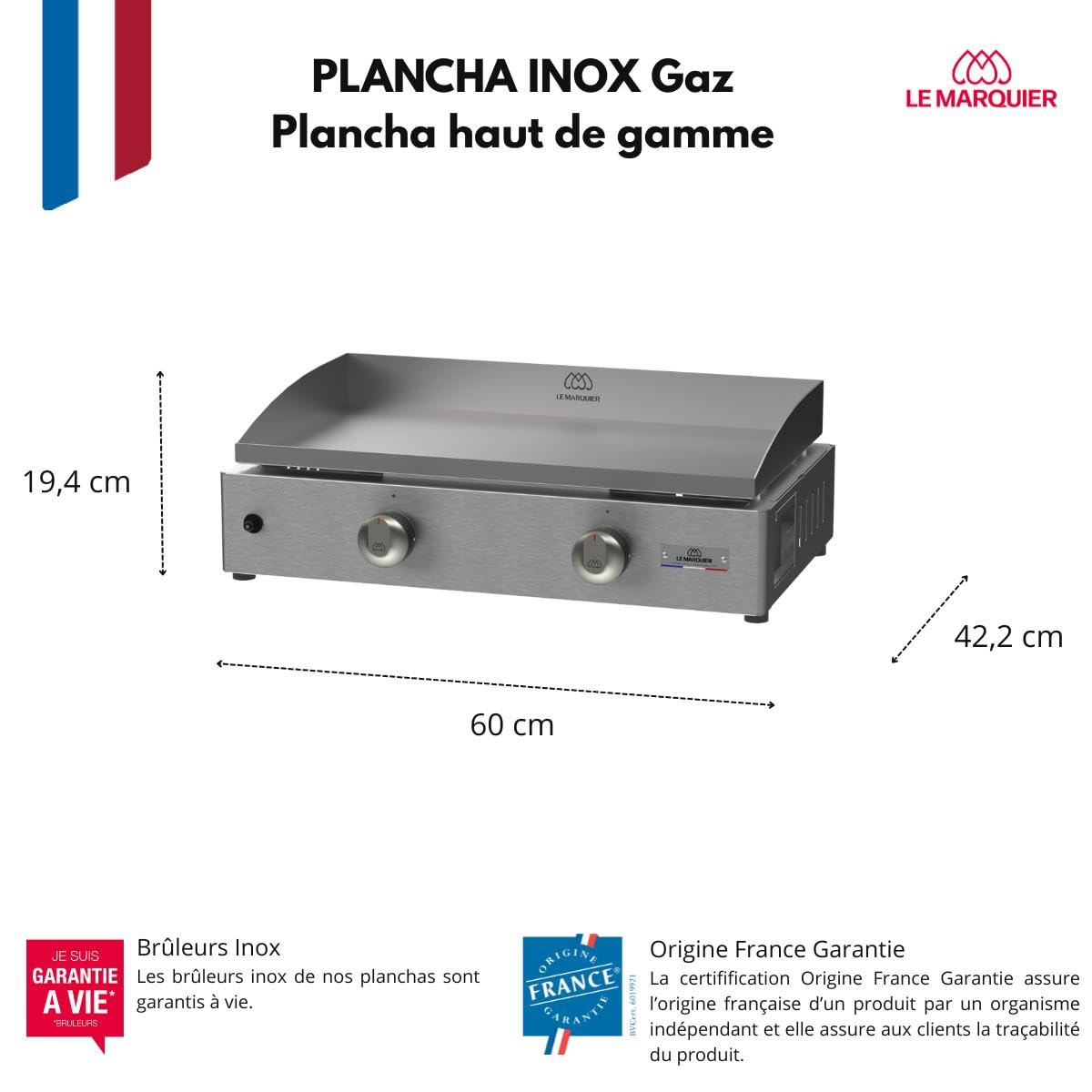 LE MARQUIER LA PLANCHA INOX GAZ 260 V2