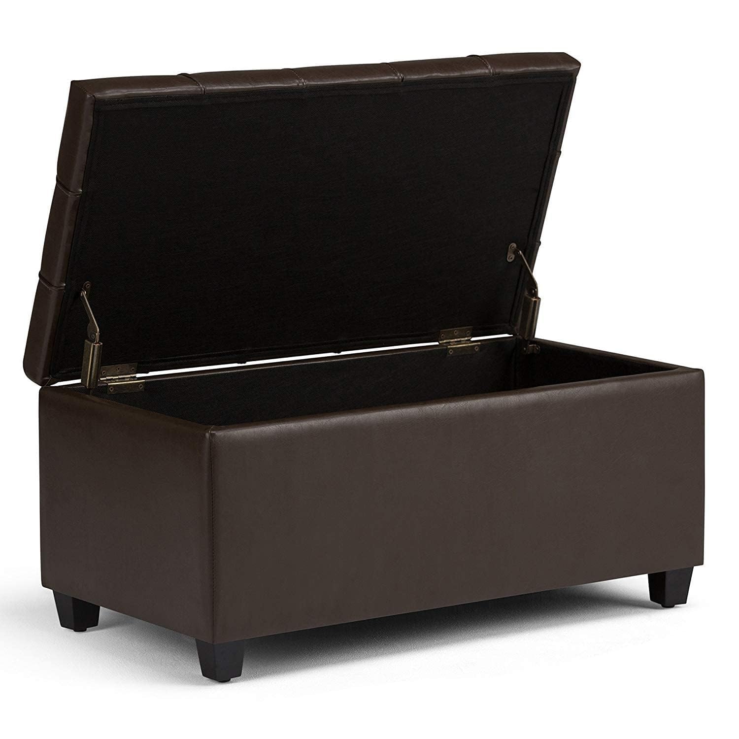 ABSARS Storage Ottoman Bench with Hinged Lid, Faux Leather for Bedroom Living Room HallwayDark Brown (Brown)-image-36