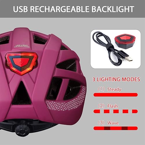 Miniatura 4 de GROTTICO - Casco de bicicleta para adultos, hombres, mujeres con luz - Casco para carretera de montaña con almohadillas de repuesto y visera