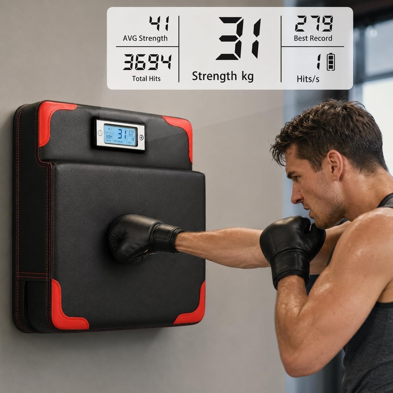Tester elettronico della Forza del Pugno con Display Digitale for allenamenti di Boxe in Palestra Domestica for Adulti