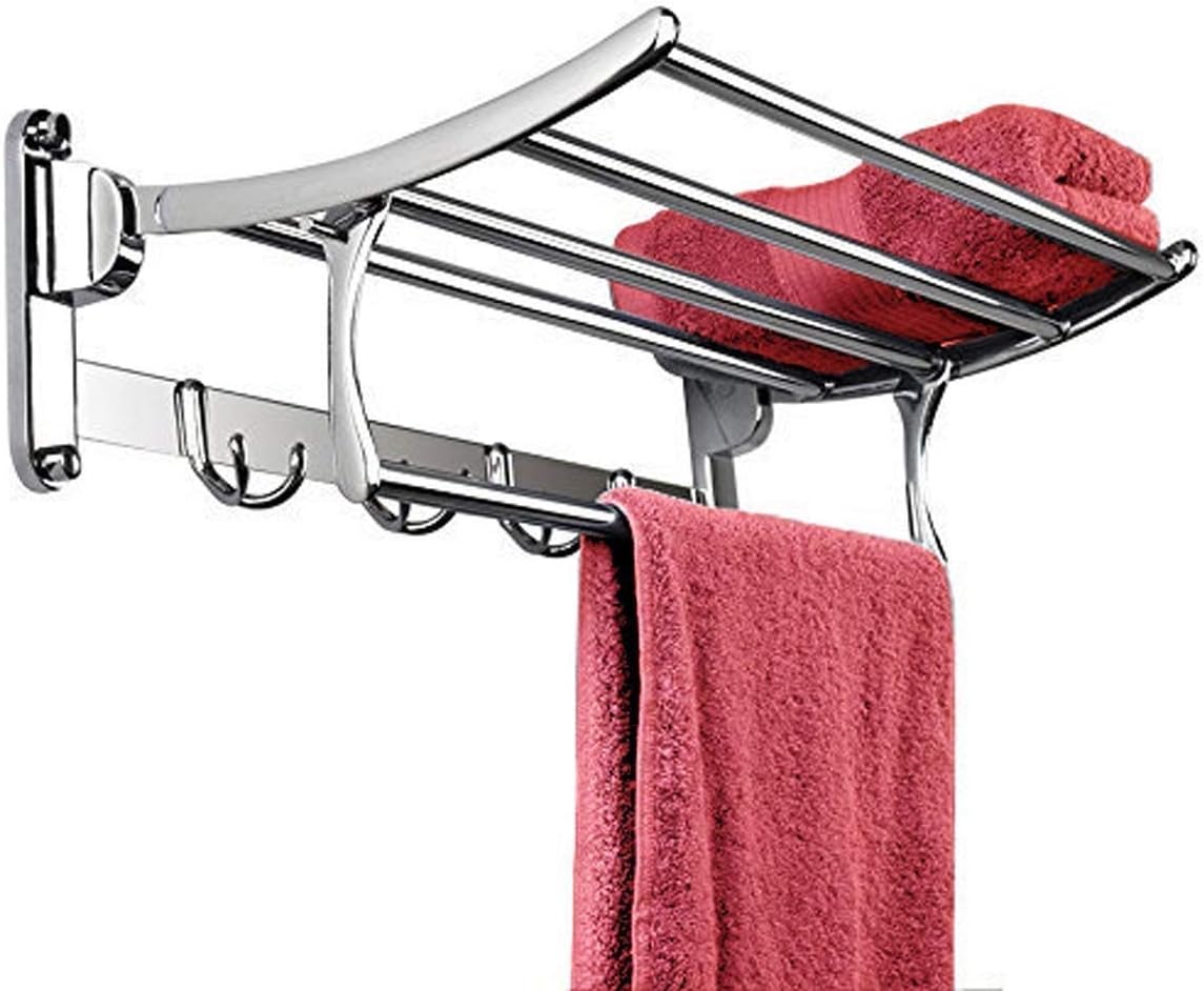 GARBNOIRE 202 Grade Stainless Steel 1.5 feet Long Folding Bathroom Towel Rack / Swivel Towel Bar, Stainless Steel Wall Mounted Shelf Organization for Storage Hanging Holder Above Toilet/Hotel/Home
