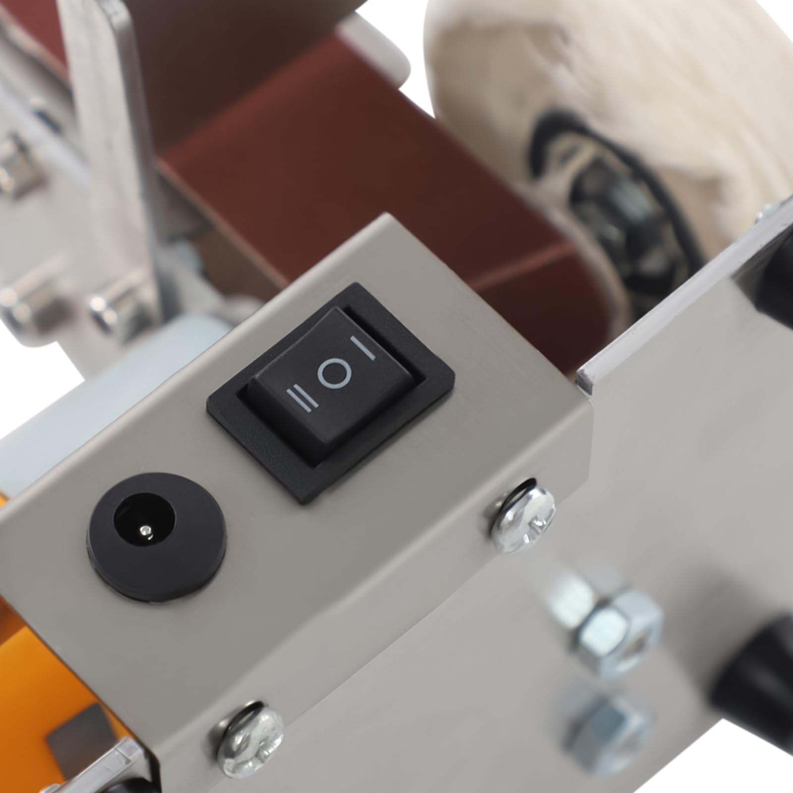 Mini lijadora de banda 4000-9000 rpm, lijadora eléctrica de mesa con motor 775 y regulación de 7 marchas, lijadora de banda compacta, montaje en mesa para madera, metal, modelismo, bricolaje, pulido