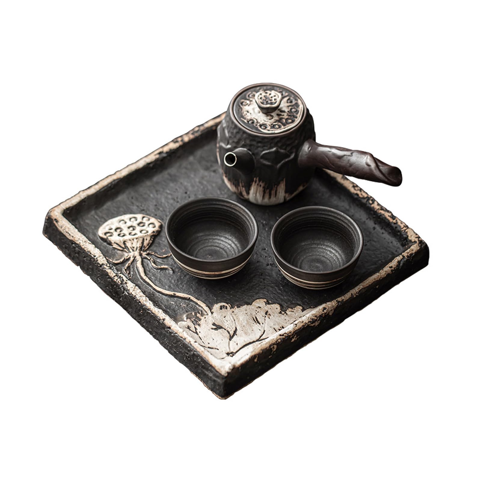 Home Kung Fu - Juego de té simple para oficina, cerámica rugosa y Italia holandesa blanca