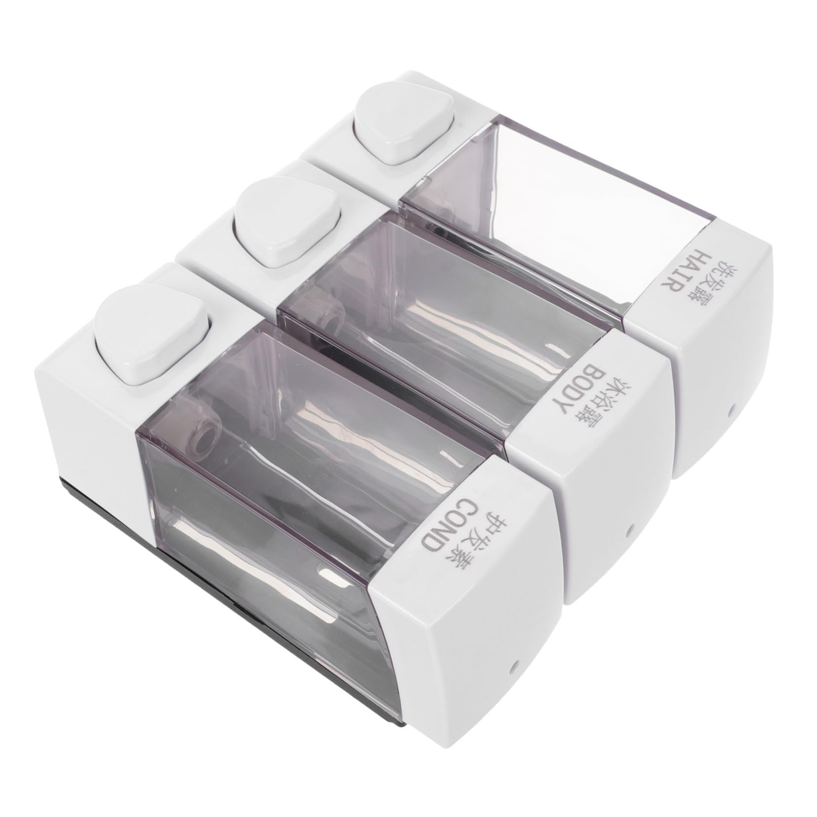 LABRIMP Dispenser Sapone da Doccia a Parete, 3 Scomparti, 1050ml, Abs, Facile da Installare, per Bagno e Shampoo