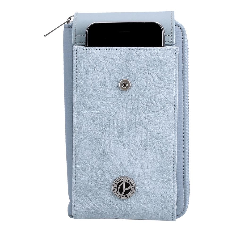 Pepe Jeans Jana Bandolera Portamóvil Azul 11x20x4 cms Poliéster con Detalles en Piel Sintética by Joumma Bags