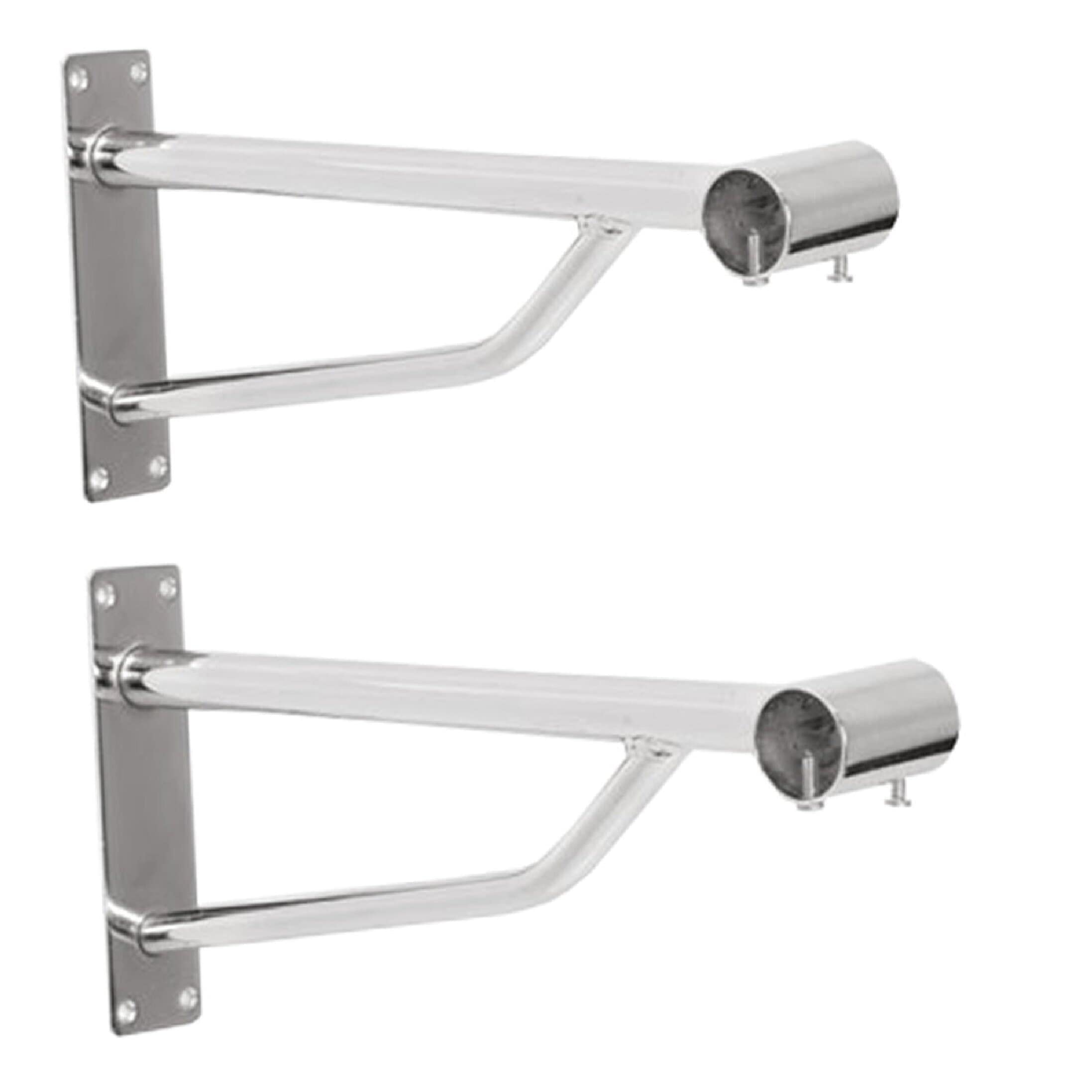 Pack of 2. 25mm Heavy Duty Wall FIX Chrome Support ARM Bracket for 25MM MM Diameter Tube, Walk in Wardrobe Chrome TUBING Hanging Rail System