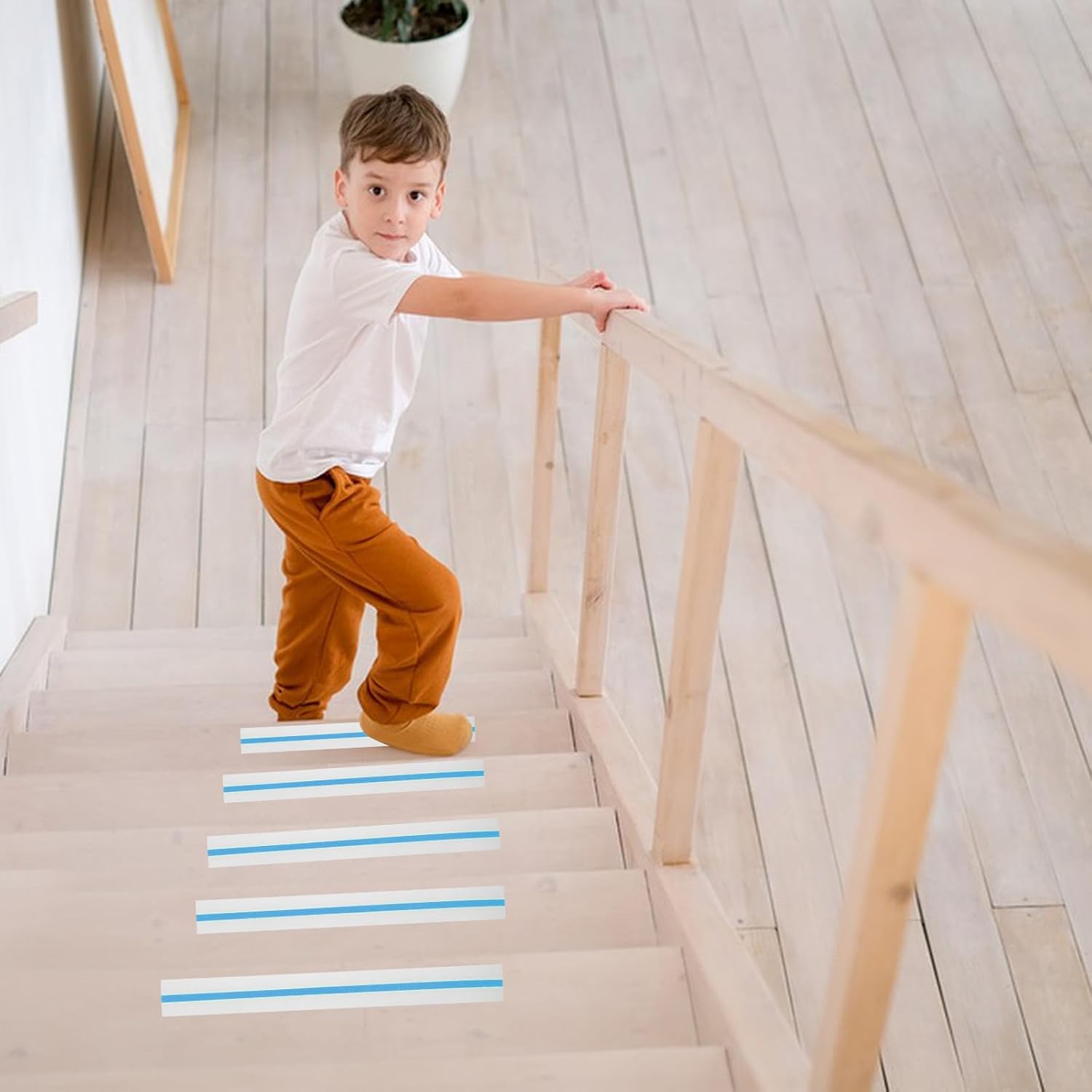 Zerodeko Luminous Anti-Slip Stair Treads Tape Glow Dark Non-Skid Strips for Indoor and Outdoor Use PEVA Rubber Material 10-Piece Set for Wooden and Metal Stairs Enhanced Safety Visibility