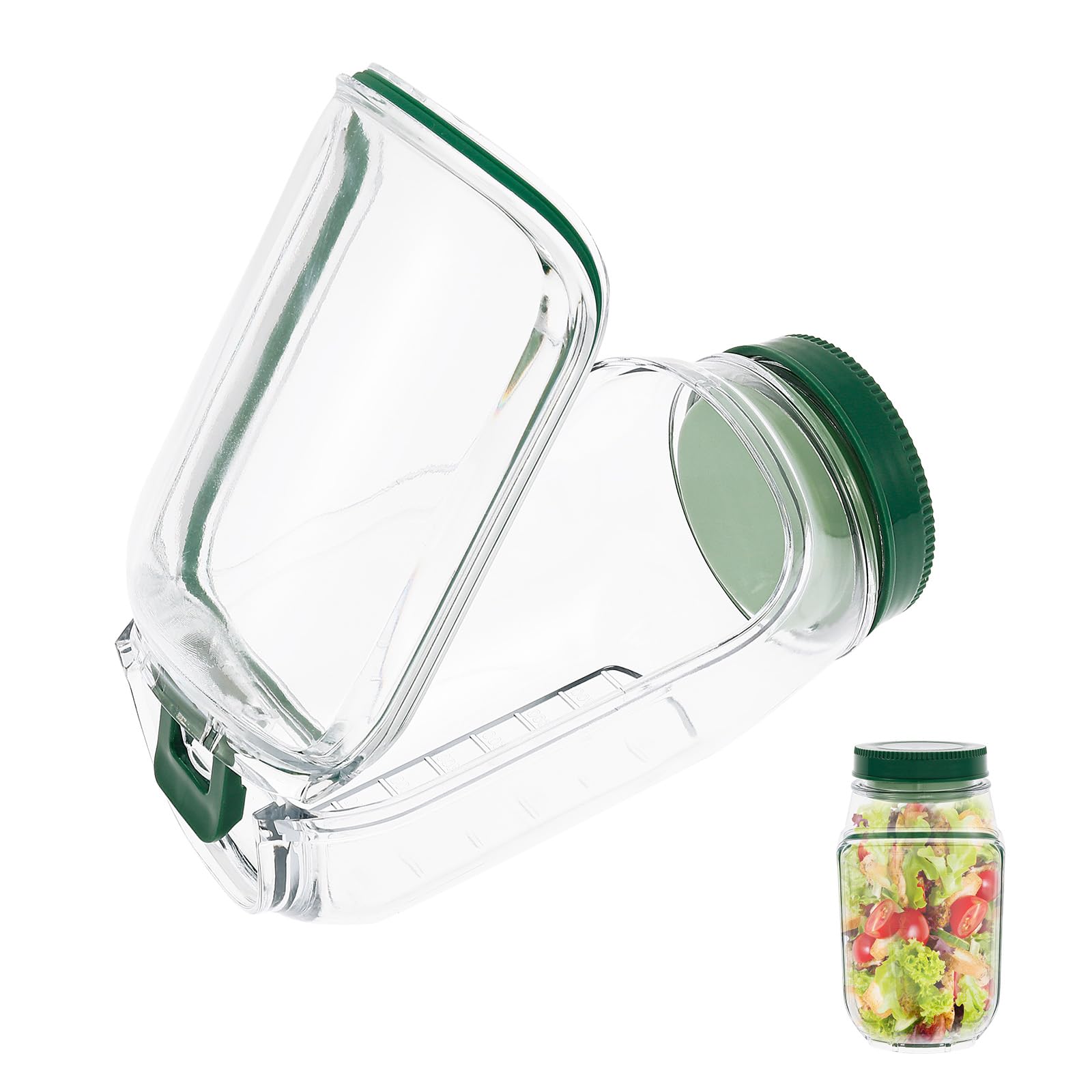 Salad Pod Jar Vertical Layering Salad Pod Portable Salads Container Side Open with Leakproof Lid Meal Prep Jar Dishwasher Safe Vegetable Container for Home Outdoor Travel Camping Party (1 PCS)