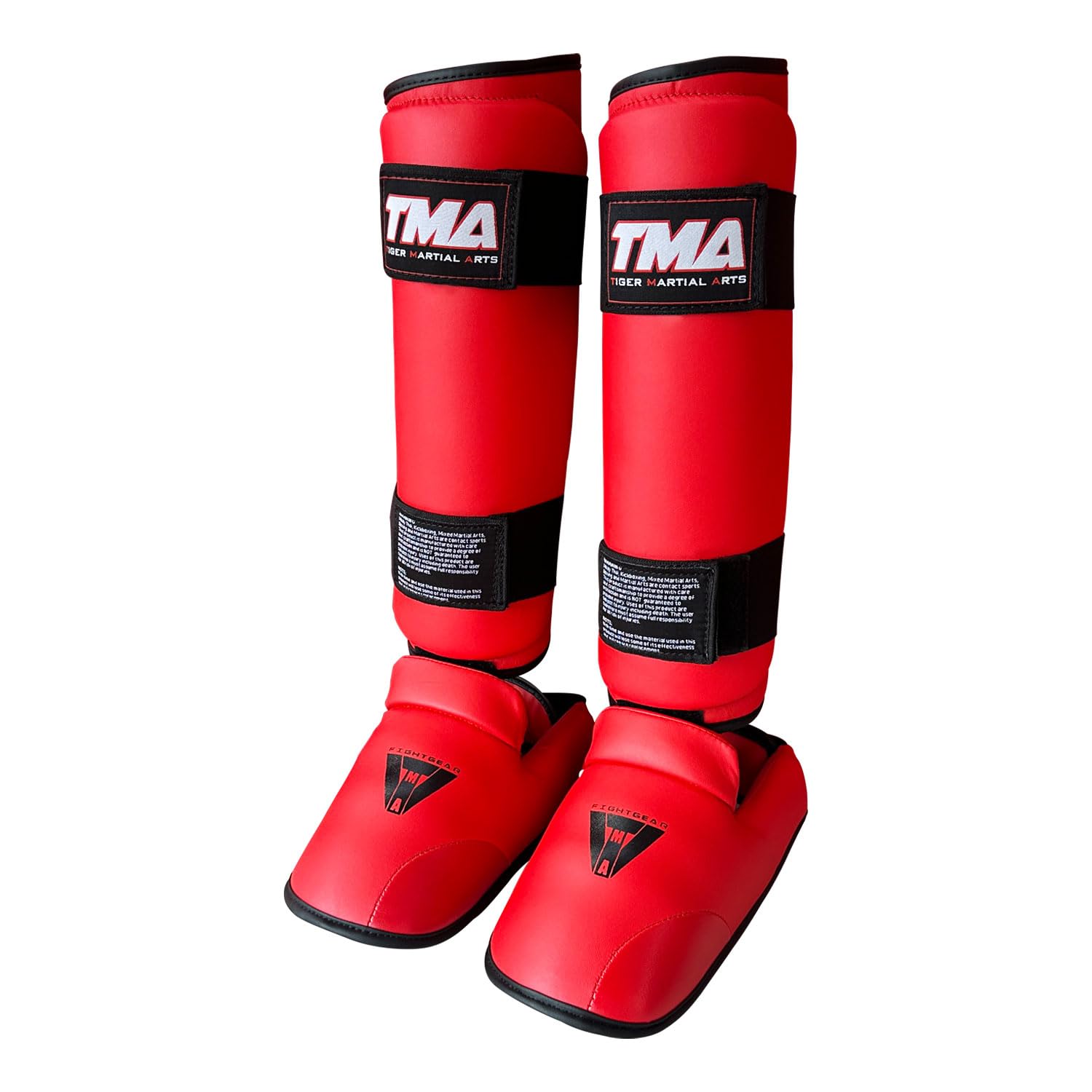 TMA Kids Taekwondo Shin Instep Protector Leg Foot Sparring Gear Guard (Red, Medium)