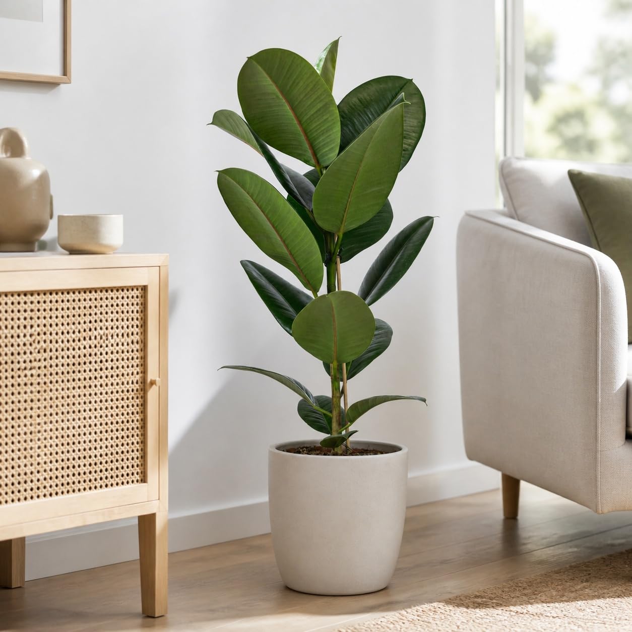 Gummibaum - pflegeleichte Zimmerpflanze, Ficus elastica 'Robusta' - Höhe ca. 70 cm, Topf-Ø 21 cm