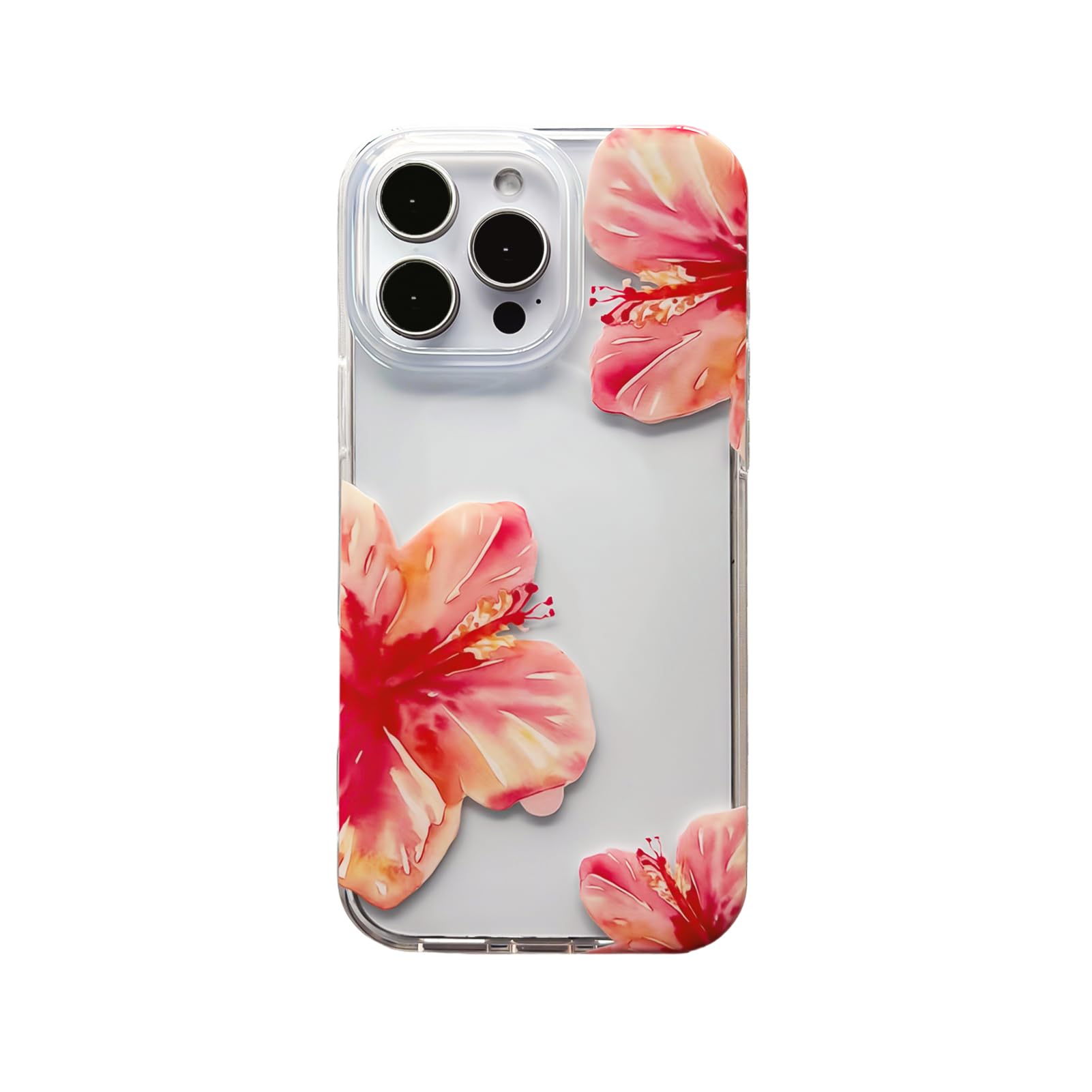 Photo 1 of Reezaddin iPhone 17 Pro Case - Orange Hibiscus Clear