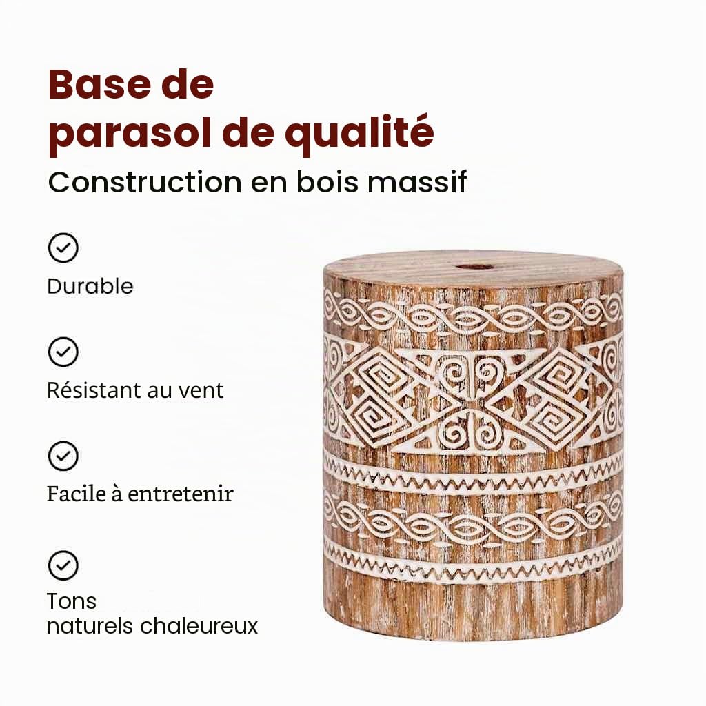 vidaXL Pied de Parasol 23 kg Blanc lavé Bois Massif Cylindrique